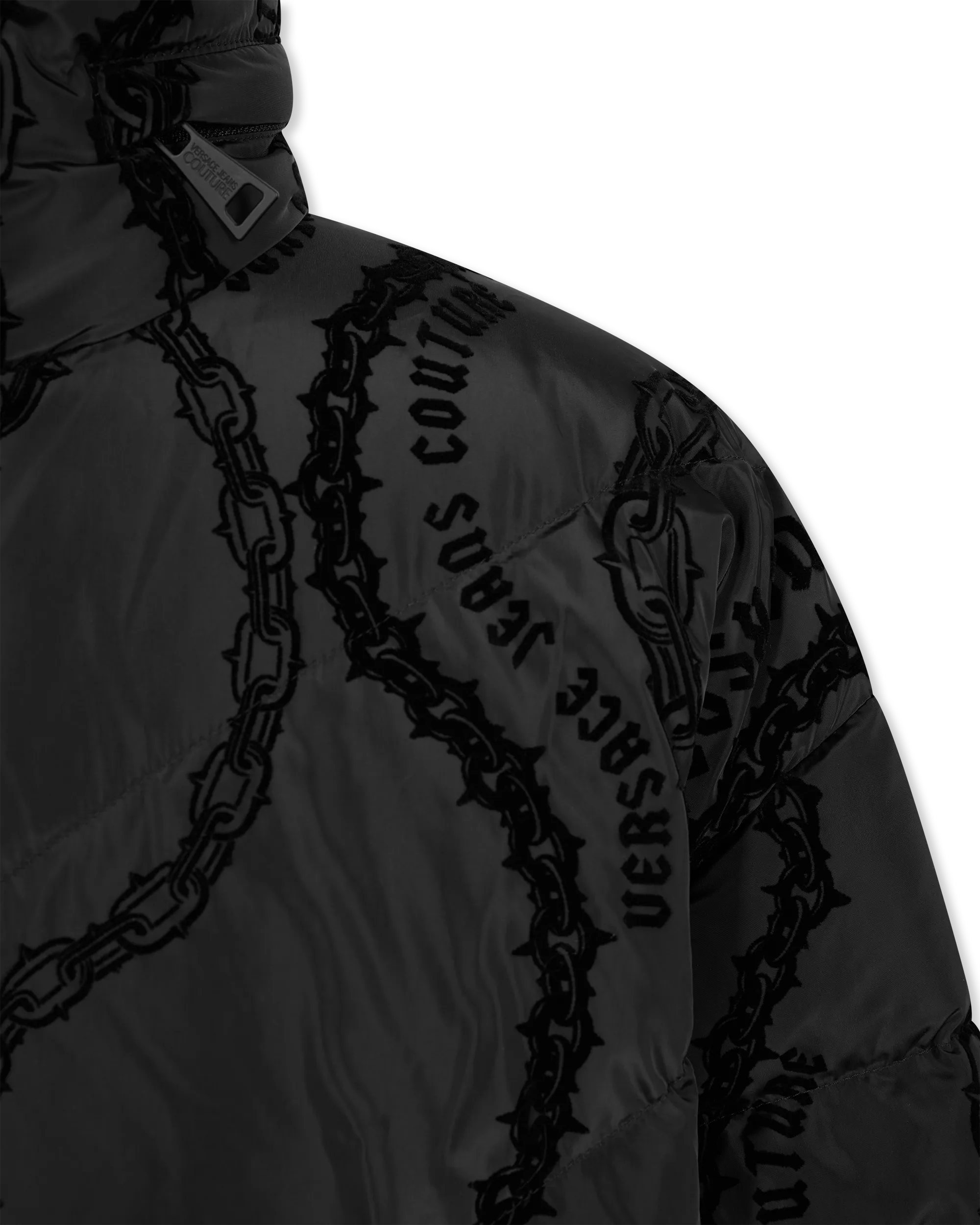 Chain Couture Quilted Puffer Jacket