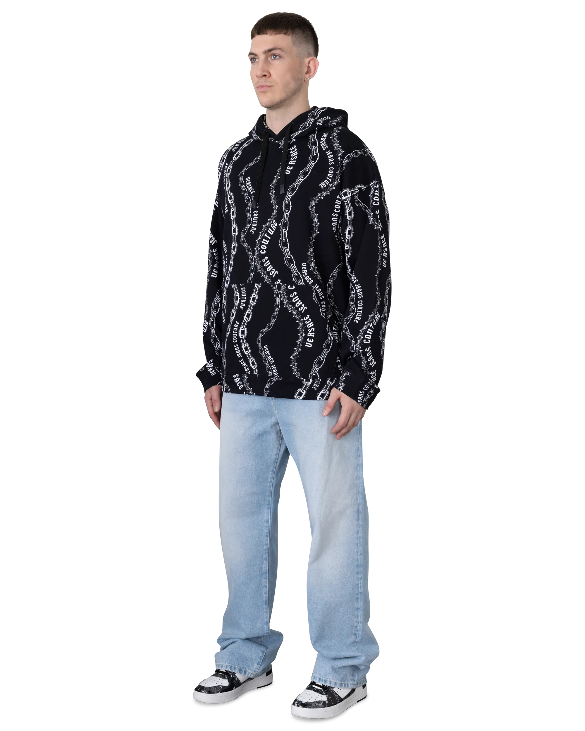 Chain Couture Loose-Fit Hoodie
