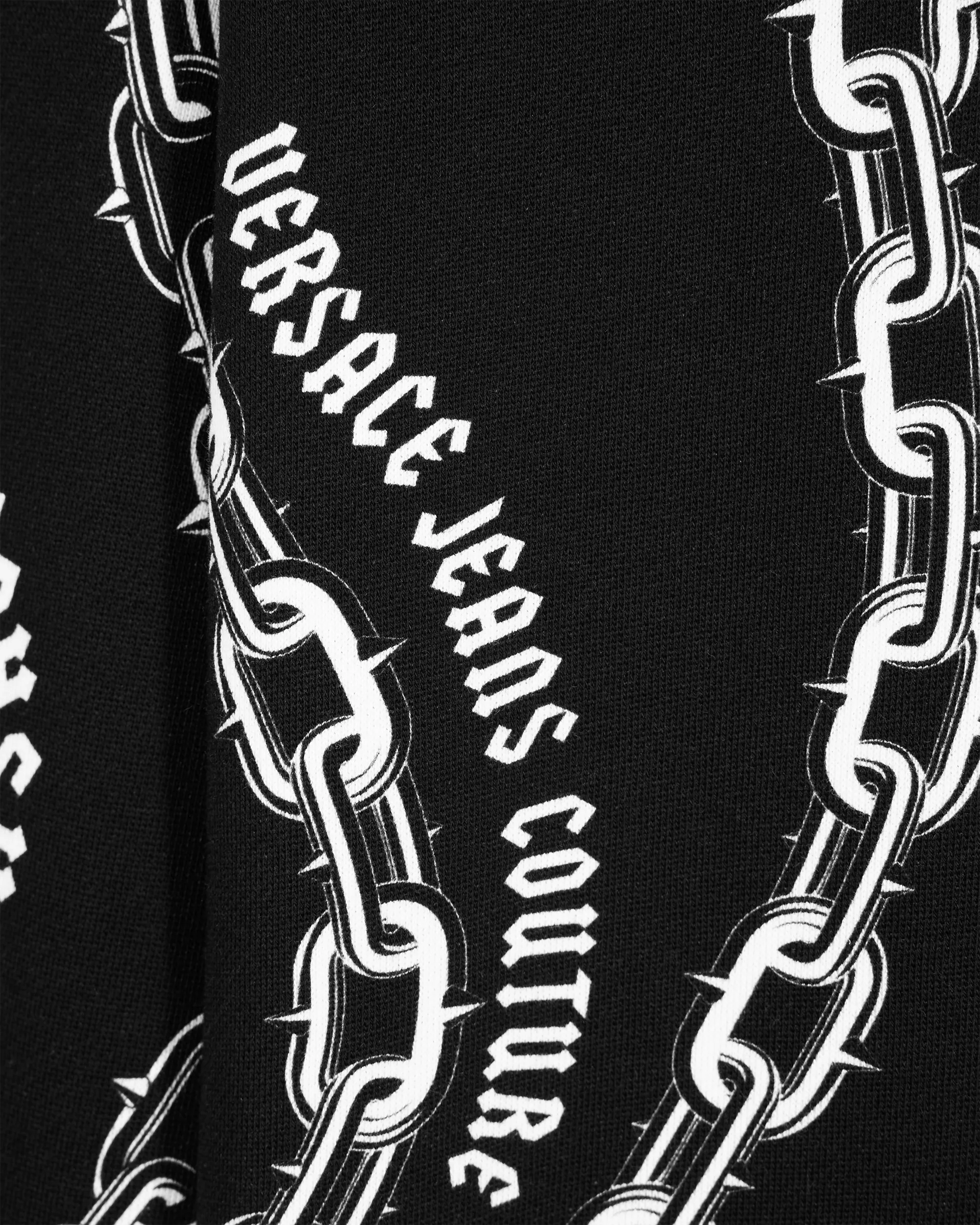 Black+Print Cotton Chain Couture Loose-Fit Hoodie by Versace Jeans Couture | DIHSAN
