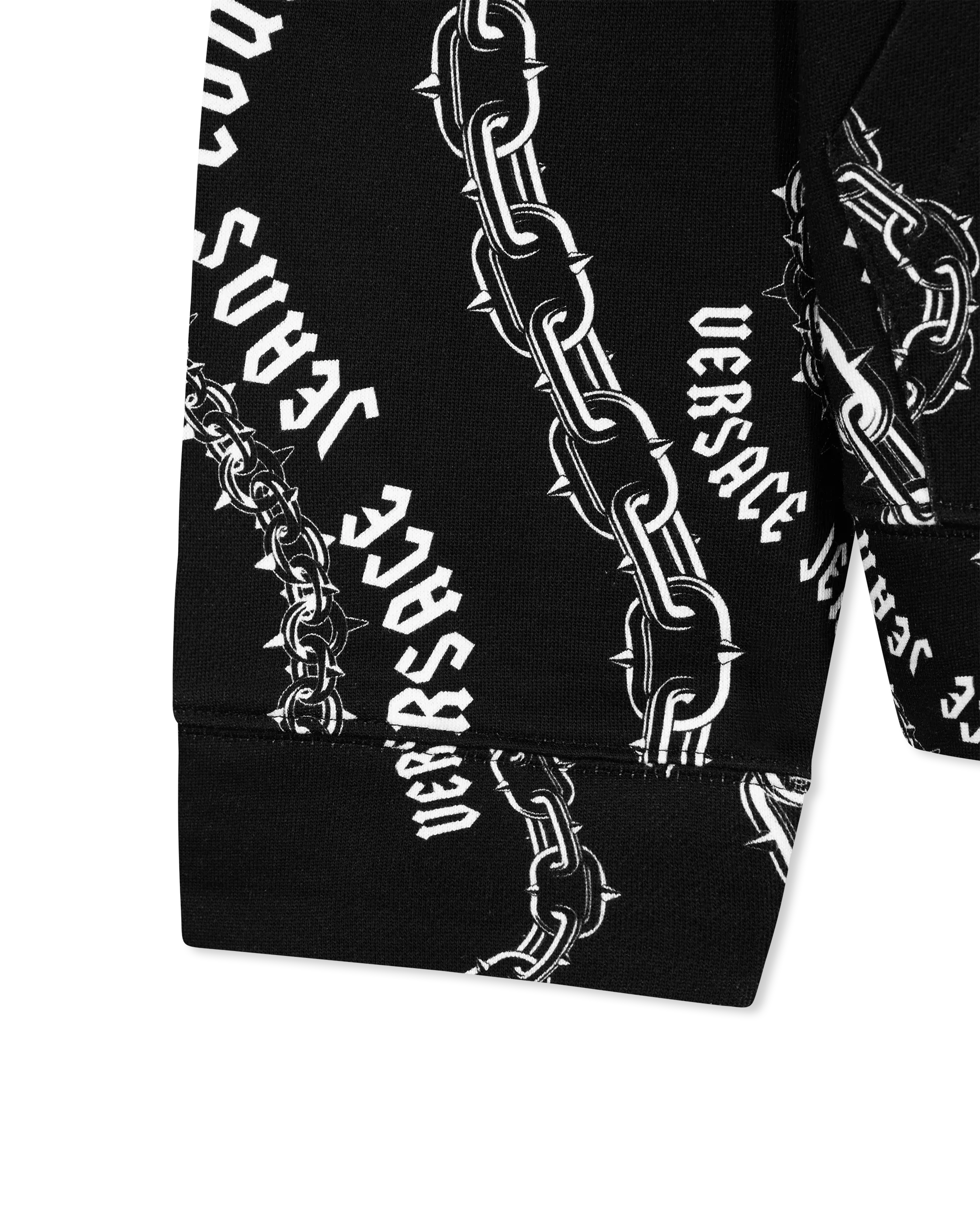 Black+Print Cotton Chain Couture Loose-Fit Hoodie by Versace Jeans Couture | DIHSAN