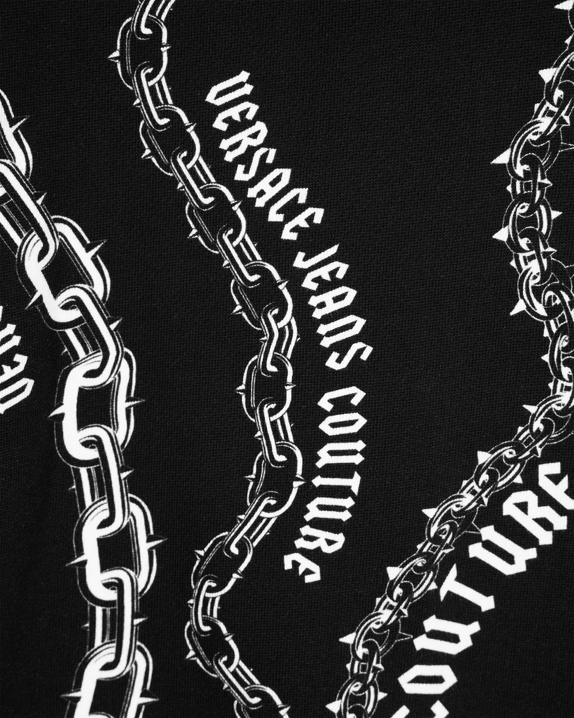 Black+Print Cotton Chain Couture Loose-Fit Hoodie by Versace Jeans Couture | DIHSAN