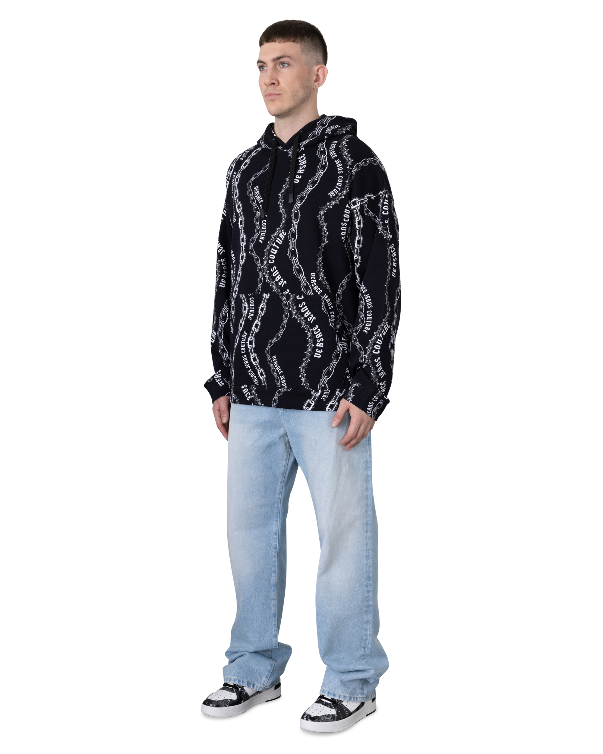Chain Couture Loose-Fit Hoodie