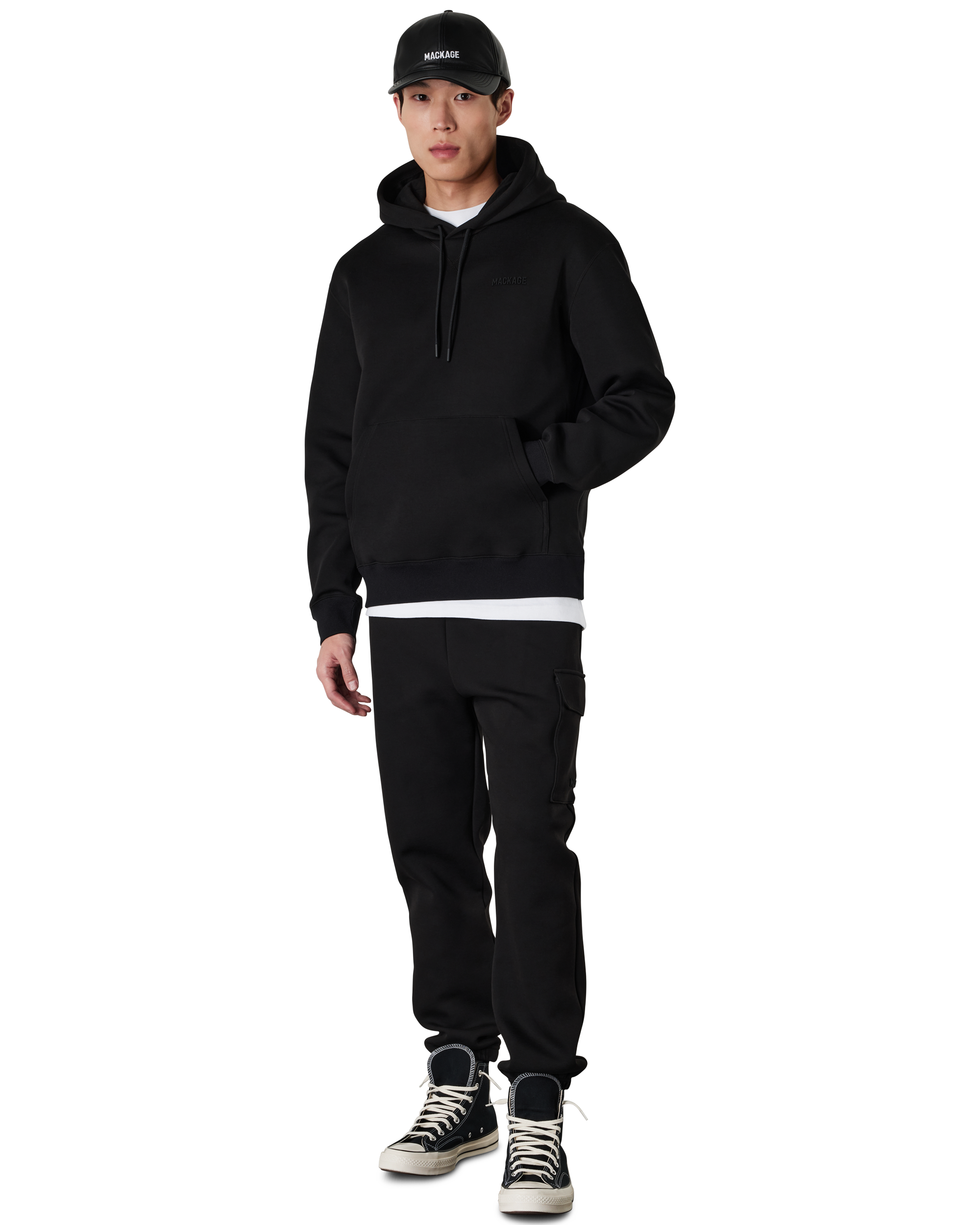 Mackage ANDERSON-L Leather Logo Baseball Cap