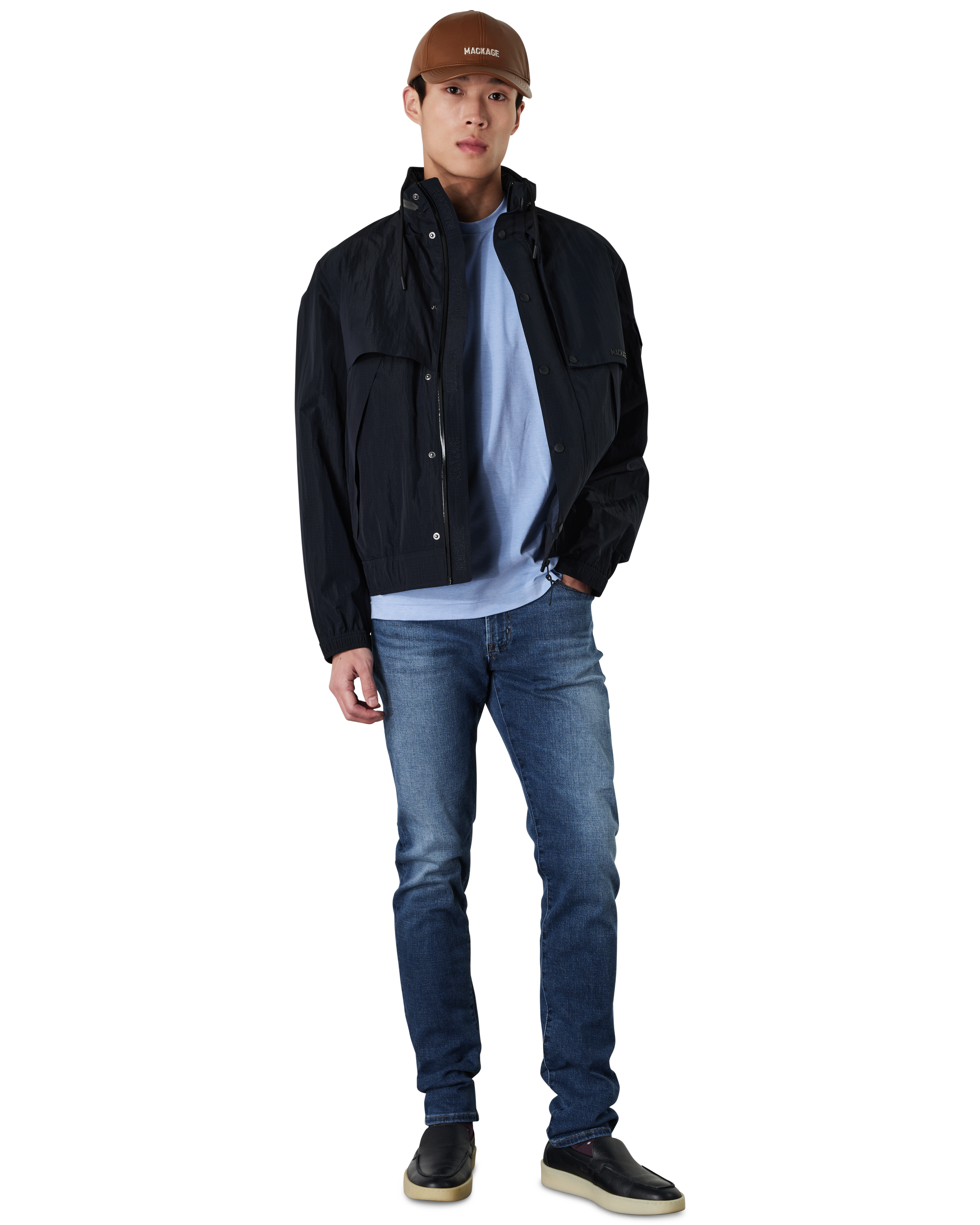 Mackage ANDERSON-L Leather Logo Baseball Cap