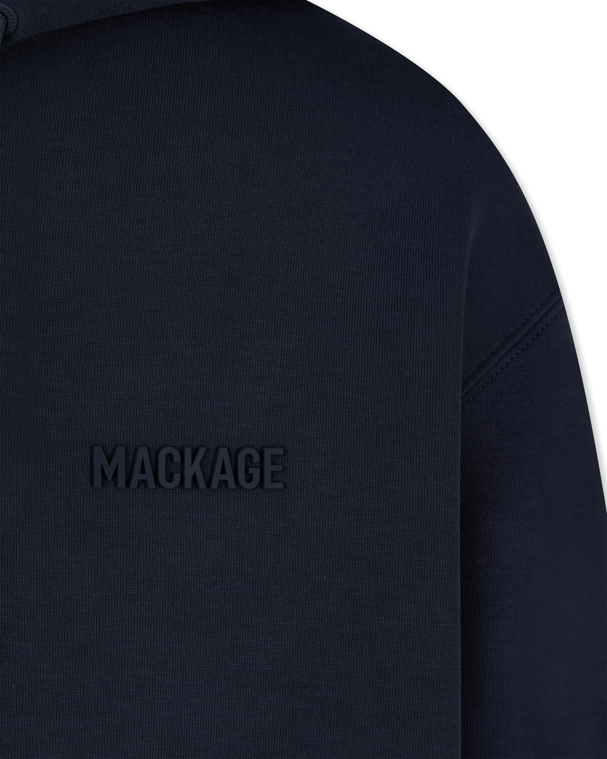Navy Cotton Mackage KRYSTOS Double-Face Zip-Up Hoodie by Mackage | DIHSAN