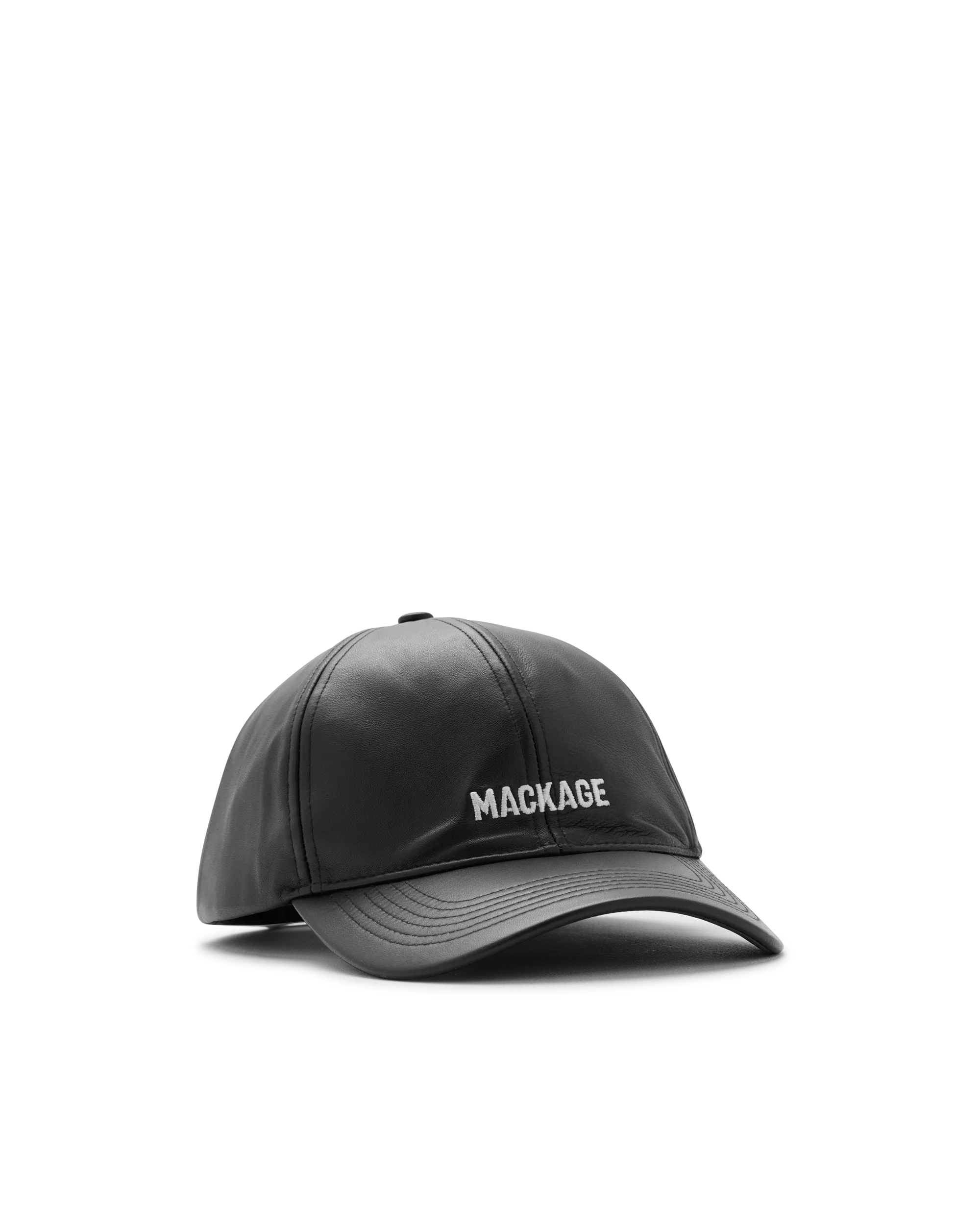 Mackage ANDERSON-L Leather Logo Baseball Cap