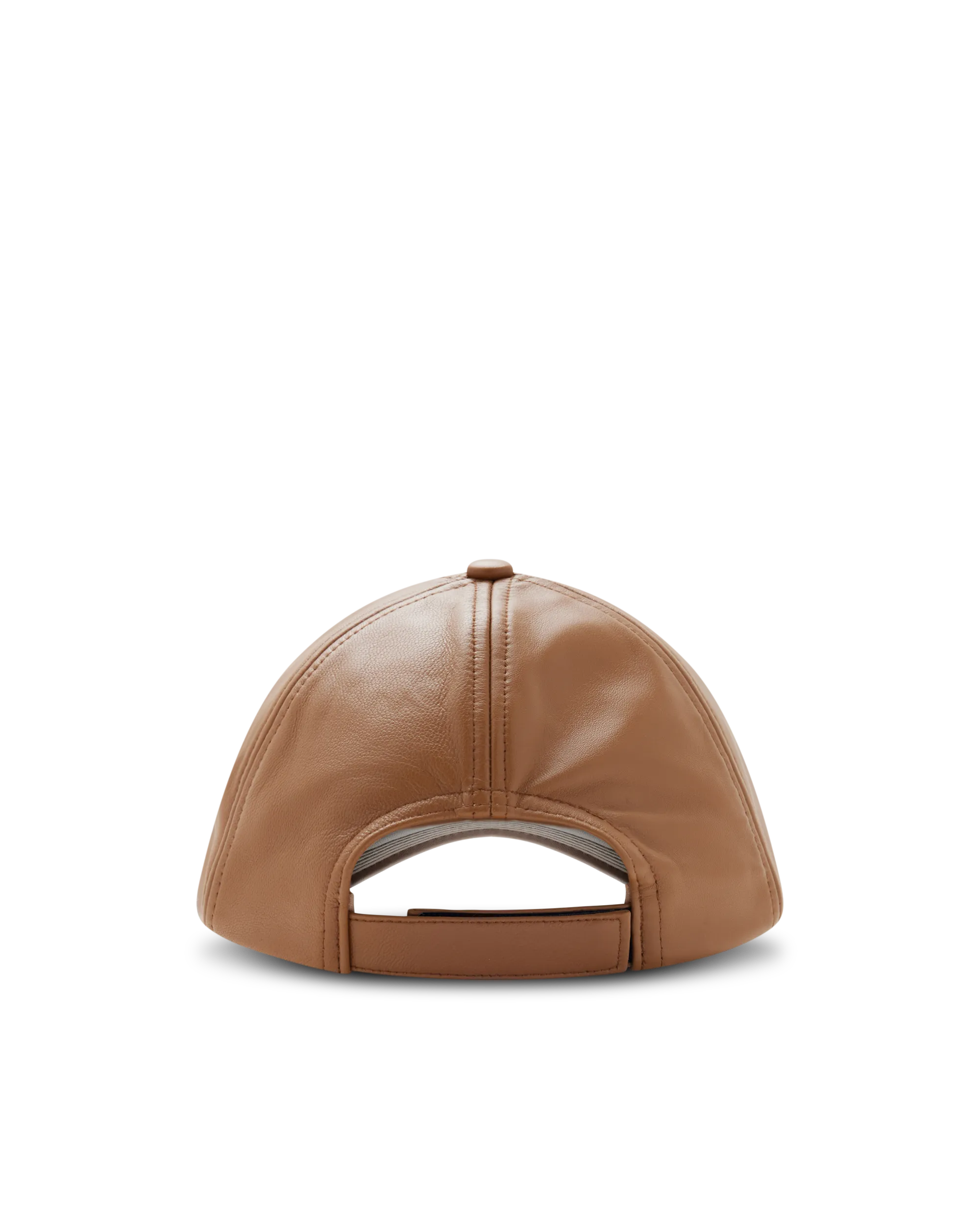 Earth Brown Lamb Mackage ANDERSON-L Leather Logo Baseball Cap by Mackage | DIHSAN