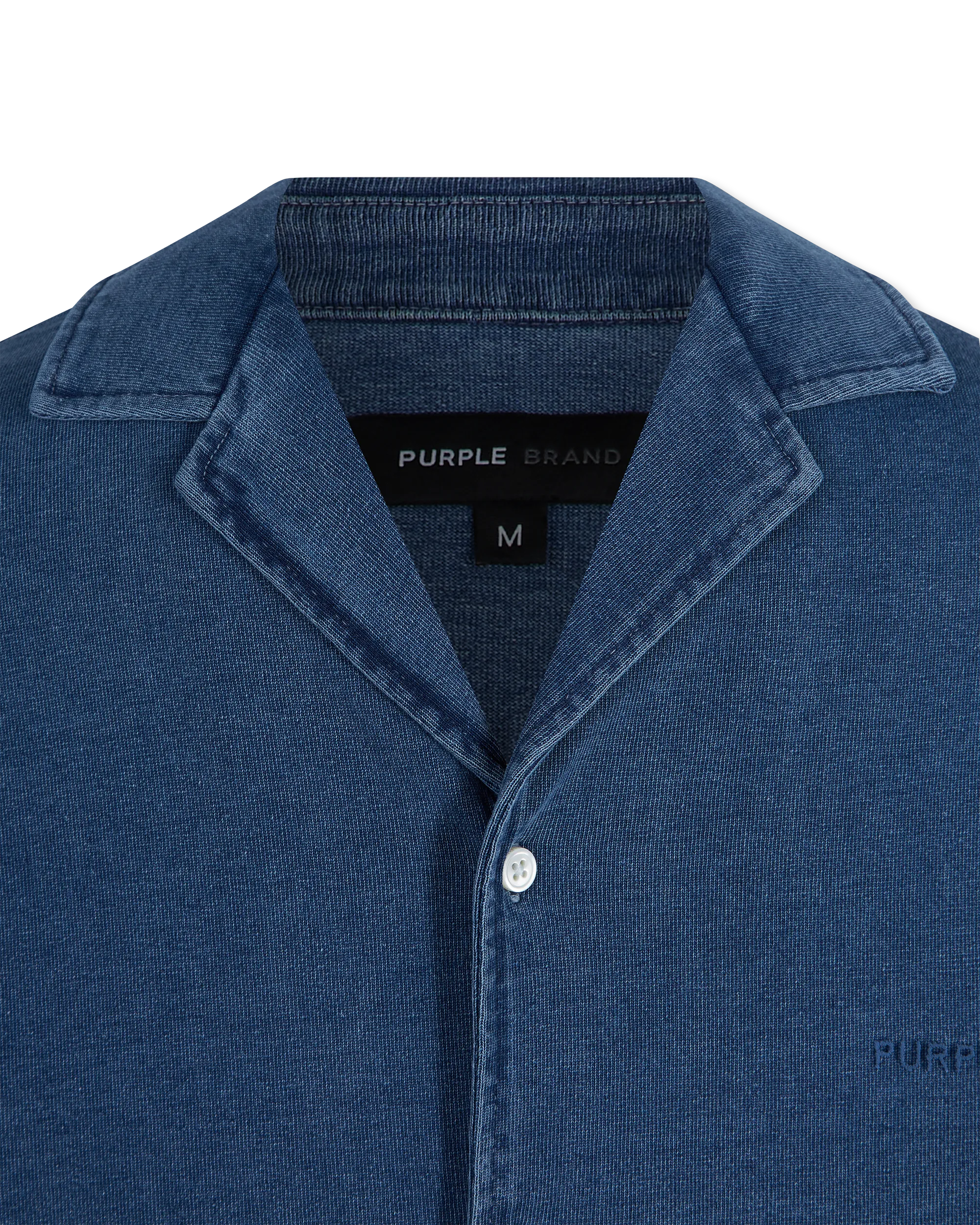 Purple Jeans Knit Jersey Short Sleeve Camp Shirt