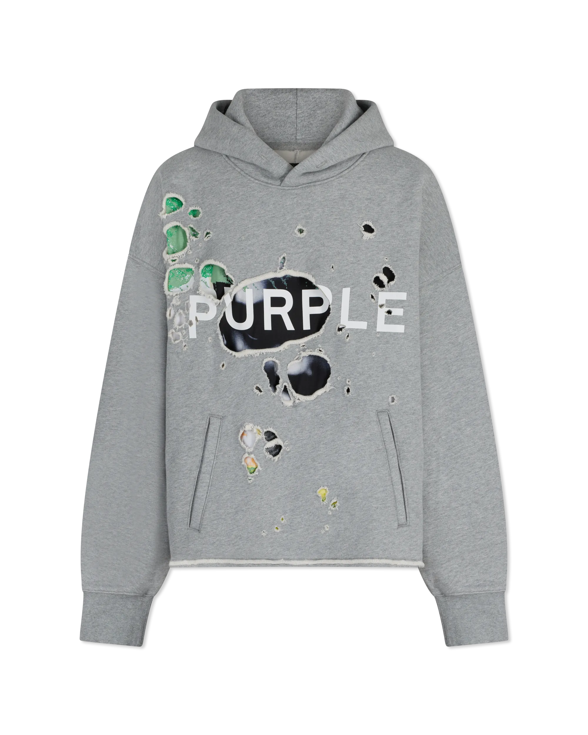 Purple Jeans Distressed Cropped French Terry Hoody