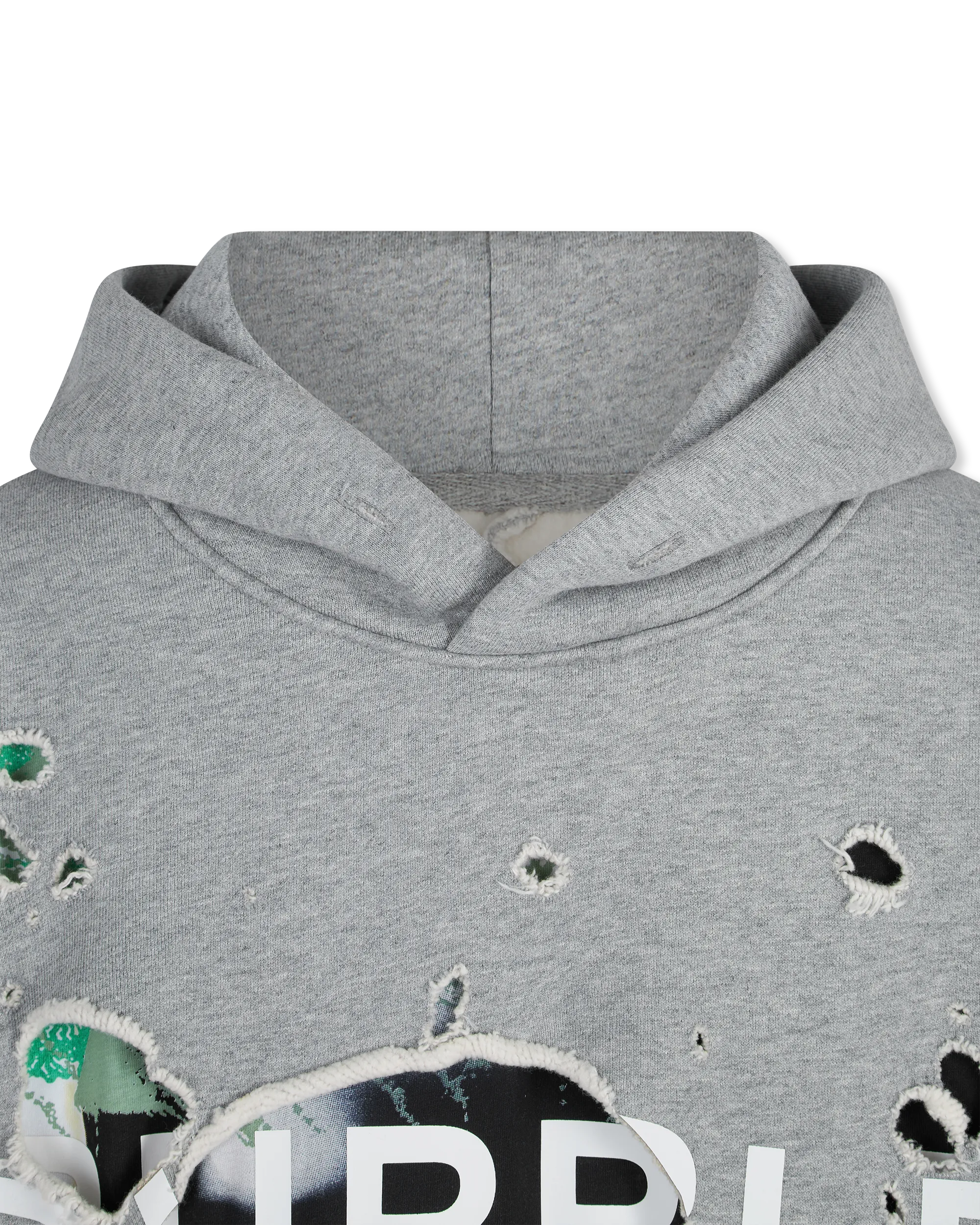 Purple Jeans Distressed Cropped French Terry Hoody