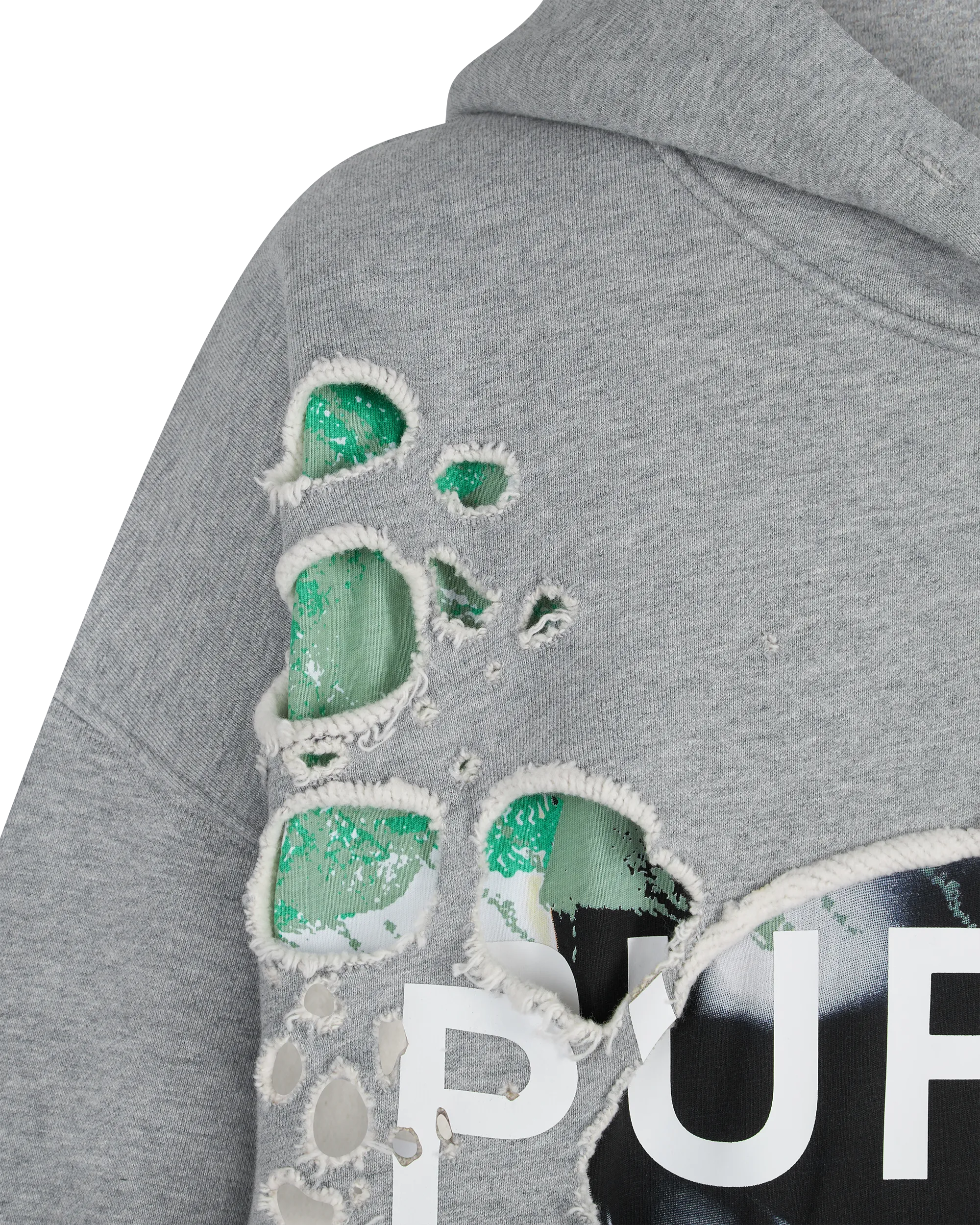 Purple Jeans Distressed Cropped French Terry Hoody