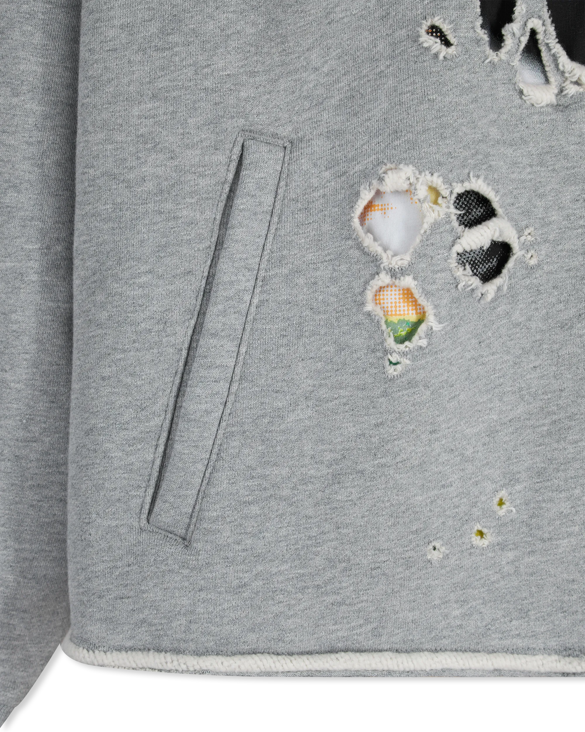 Purple Jeans Distressed Cropped French Terry Hoody