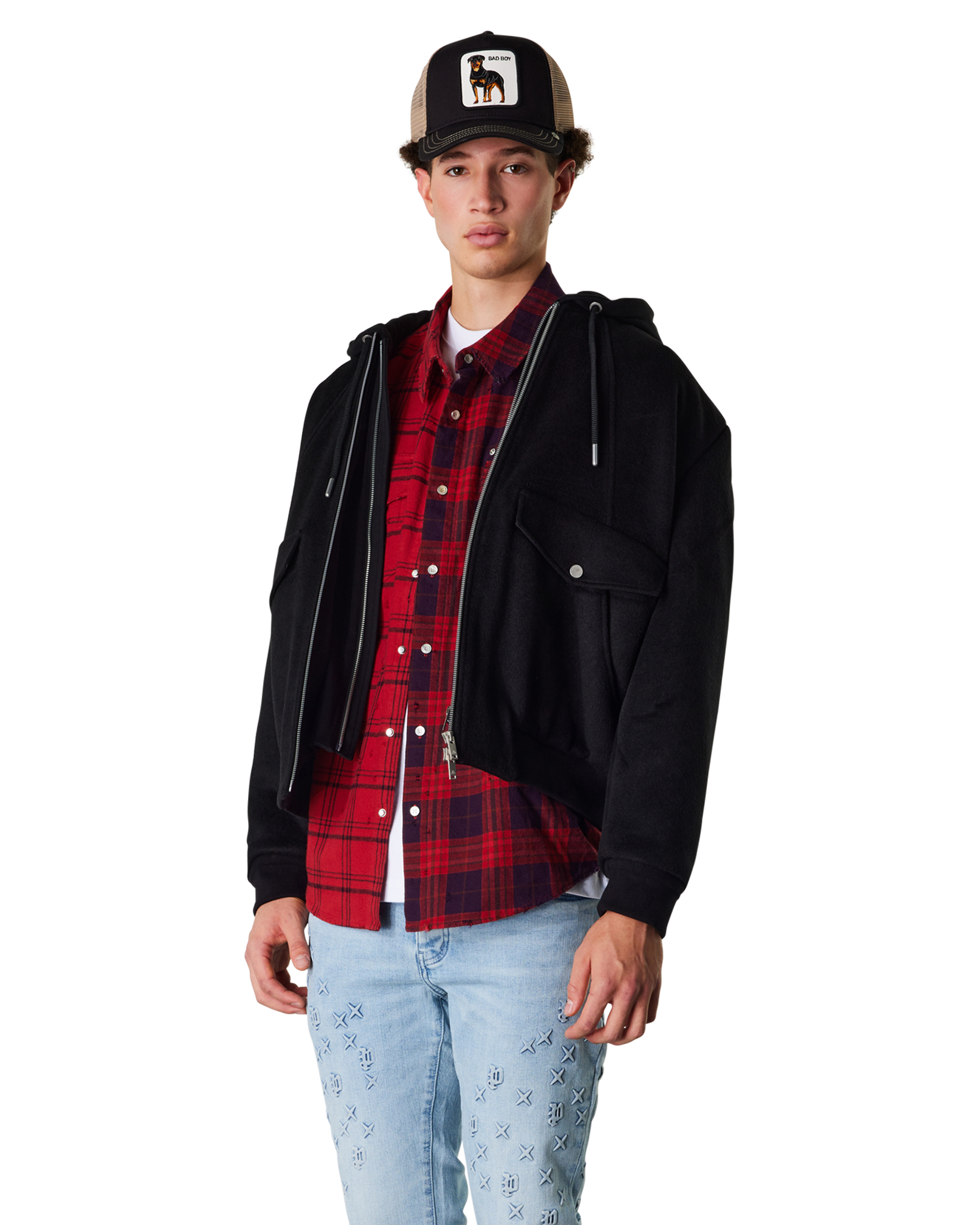 Half & Half Plaid Flannel Shirt