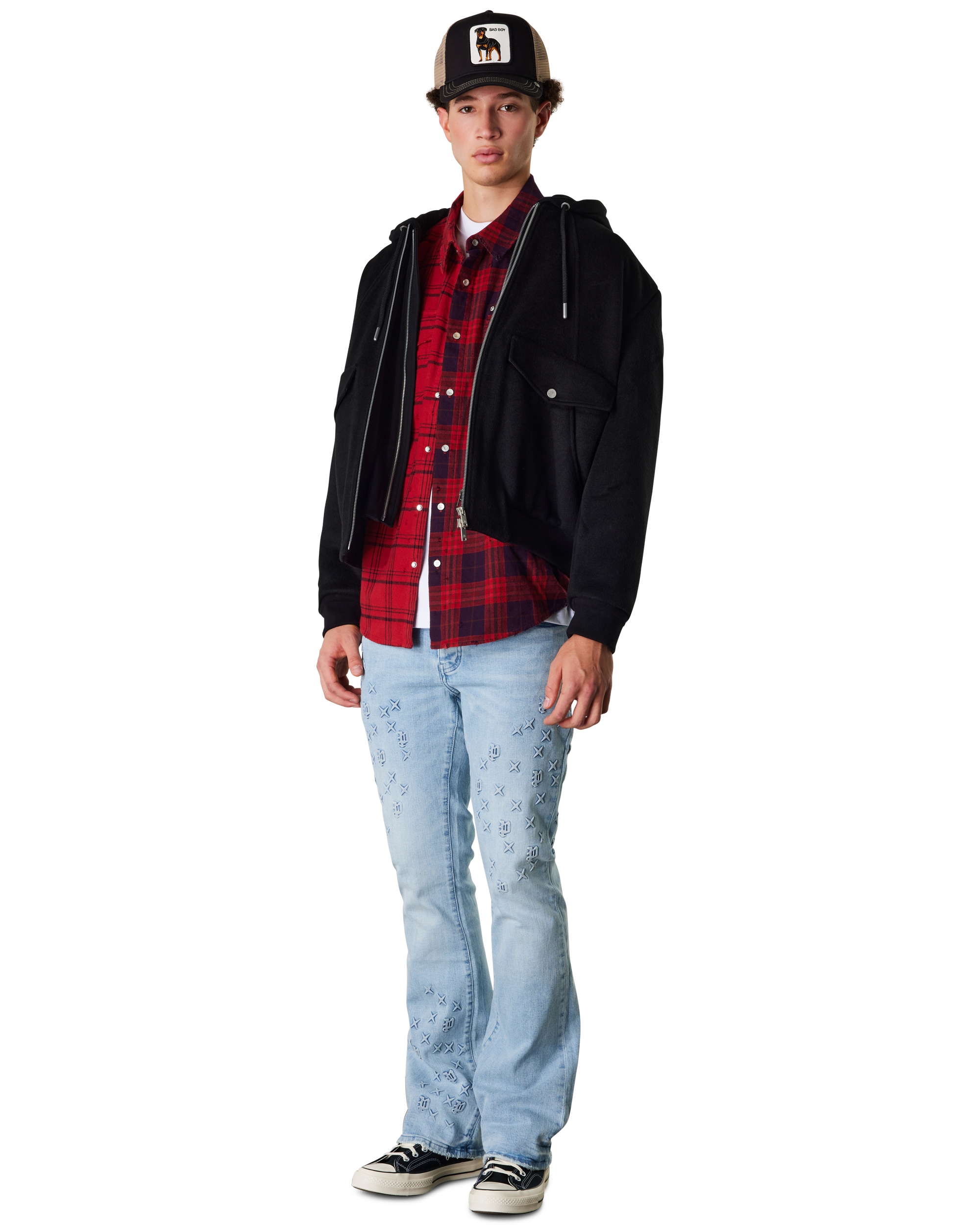 Half & Half Plaid Flannel Shirt