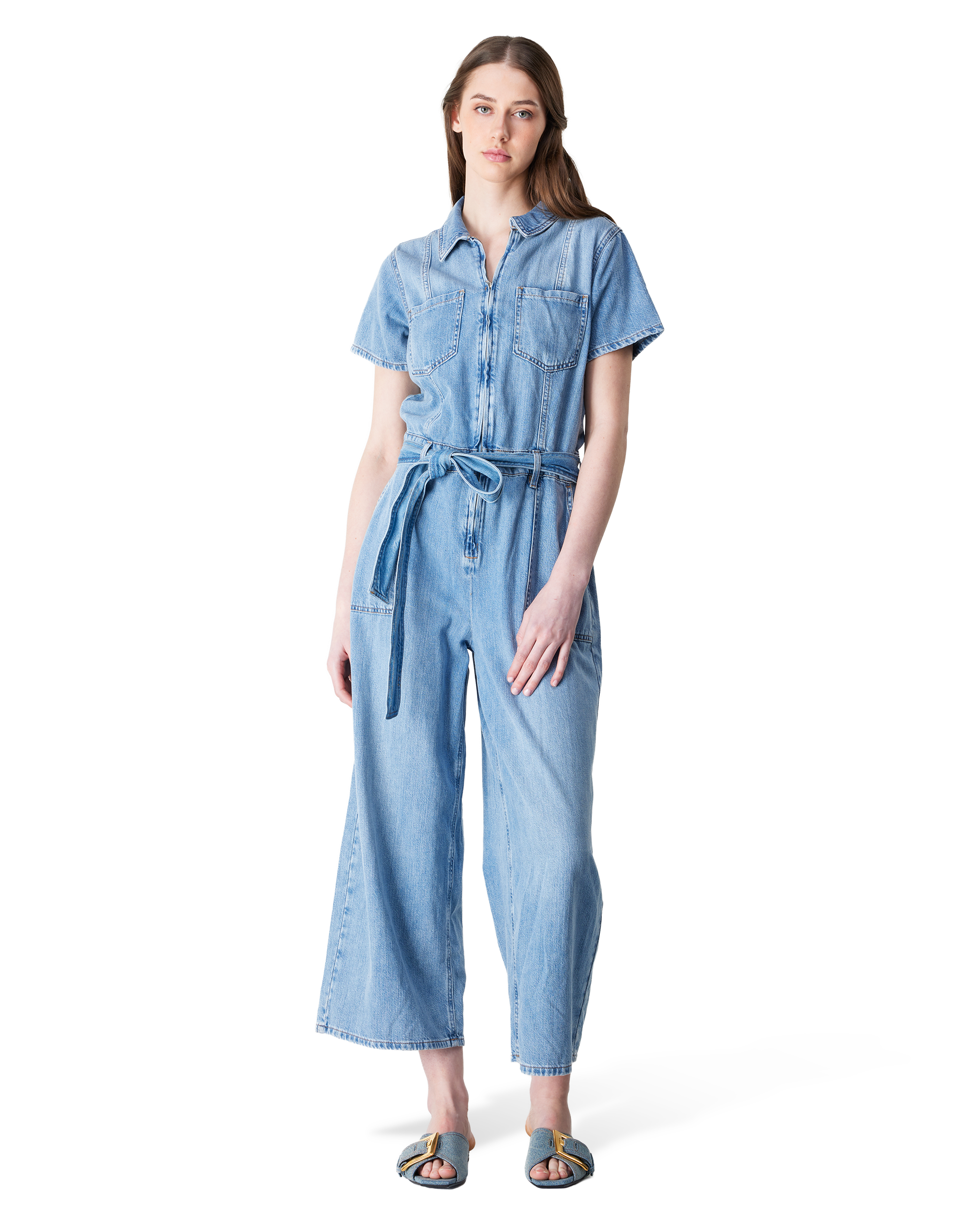 Fit For Success Lite Linen Denim Cropped Jumpsuit