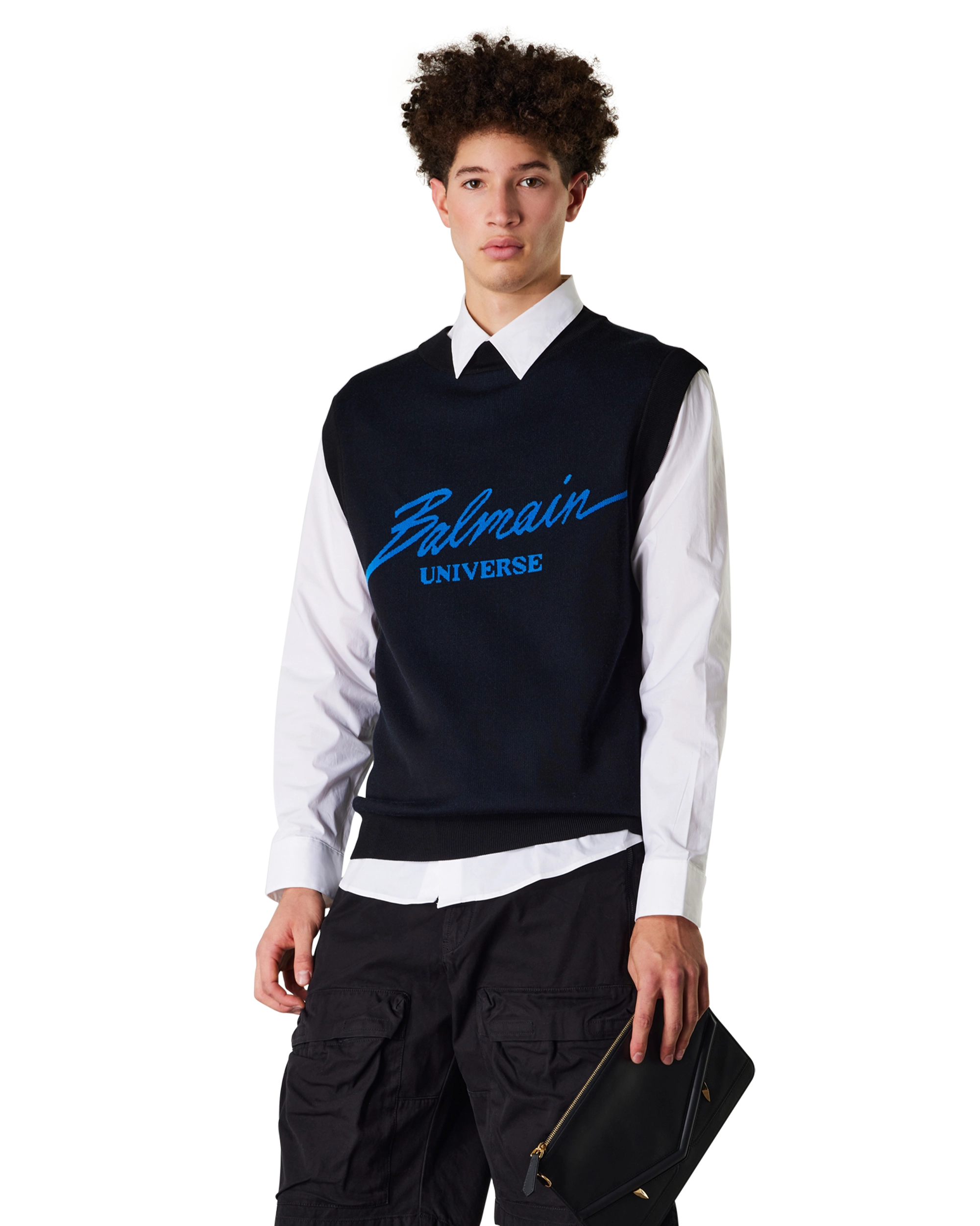 Sleeveless Balmain Universe Jacquard Jumper