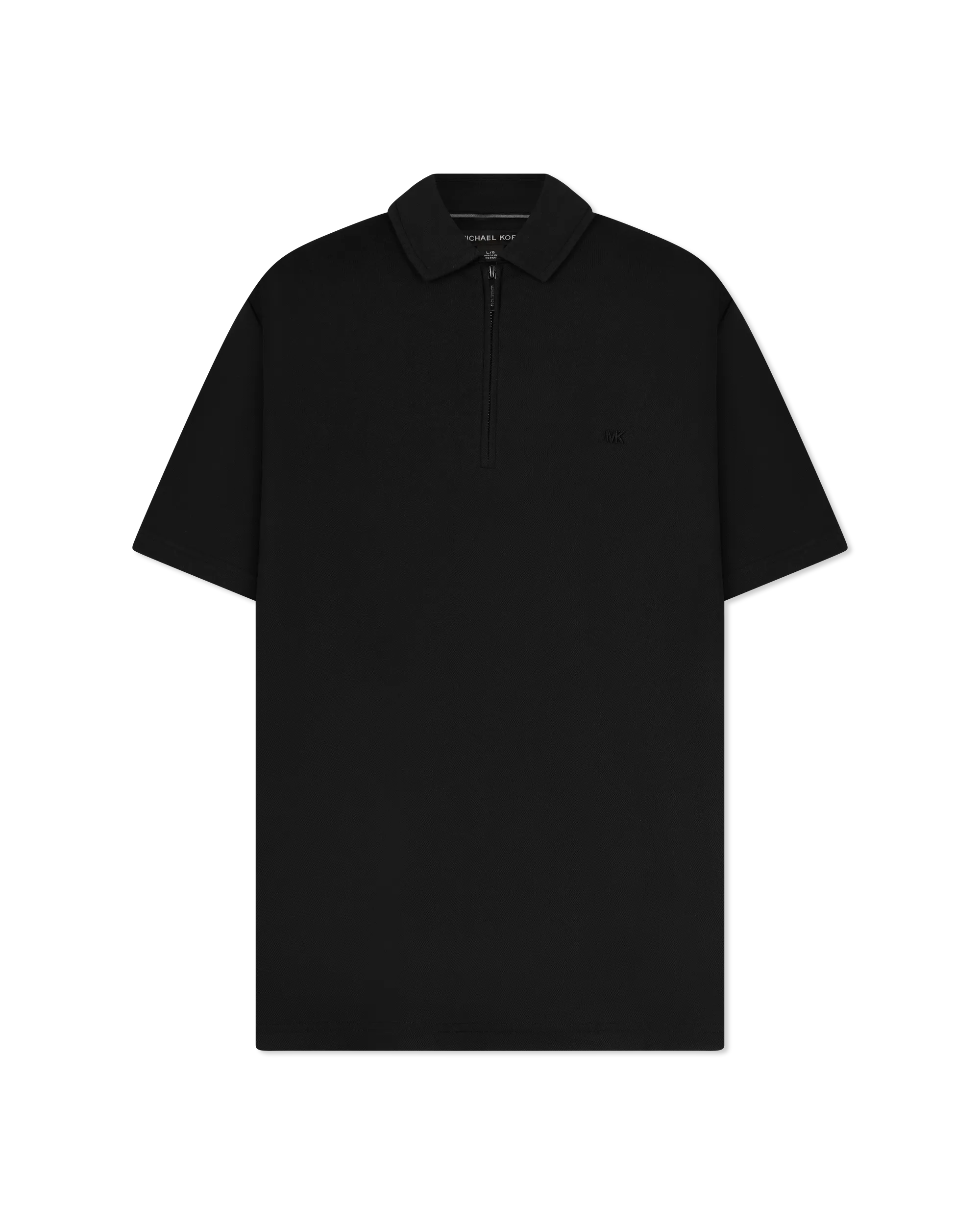 Cotton Blend Piqué Zip-Up Polo Shirt