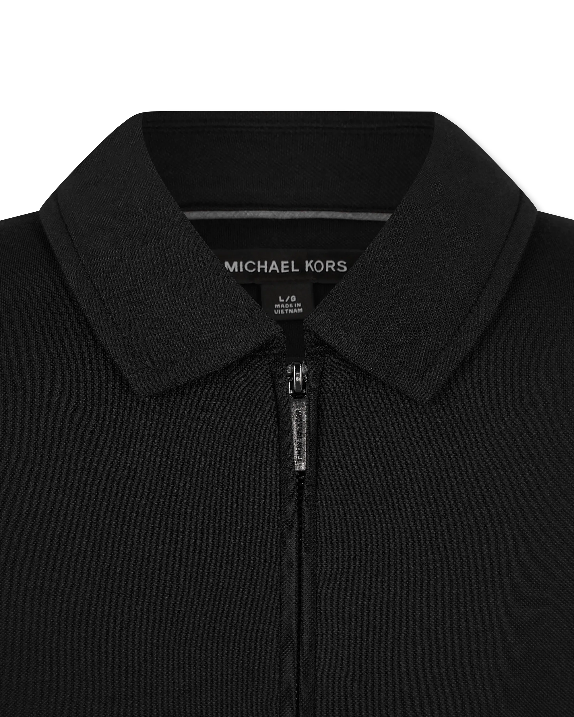Cotton Blend Piqué Zip-Up Polo Shirt