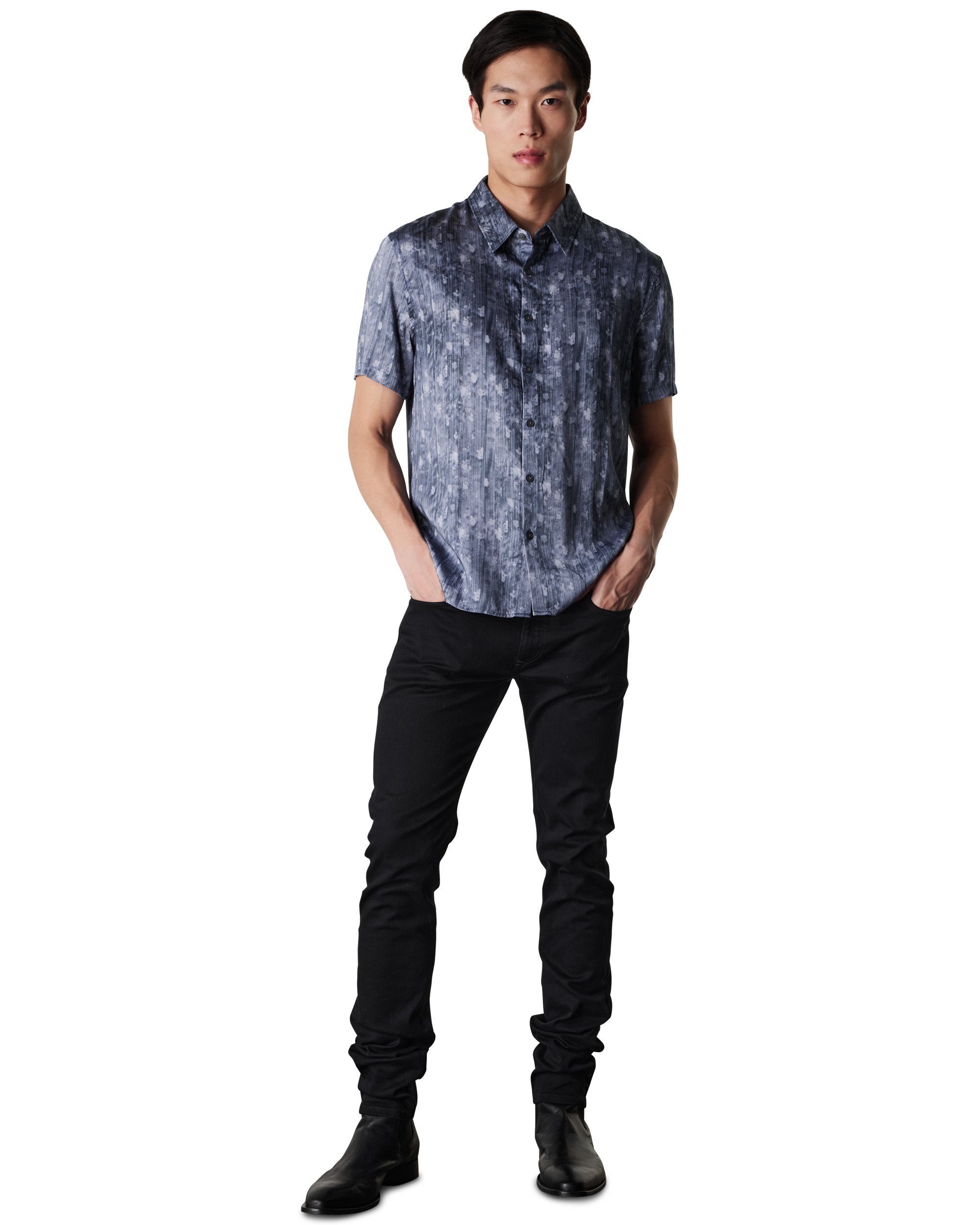 Sean Short Sleeve Linen Printed Shirt