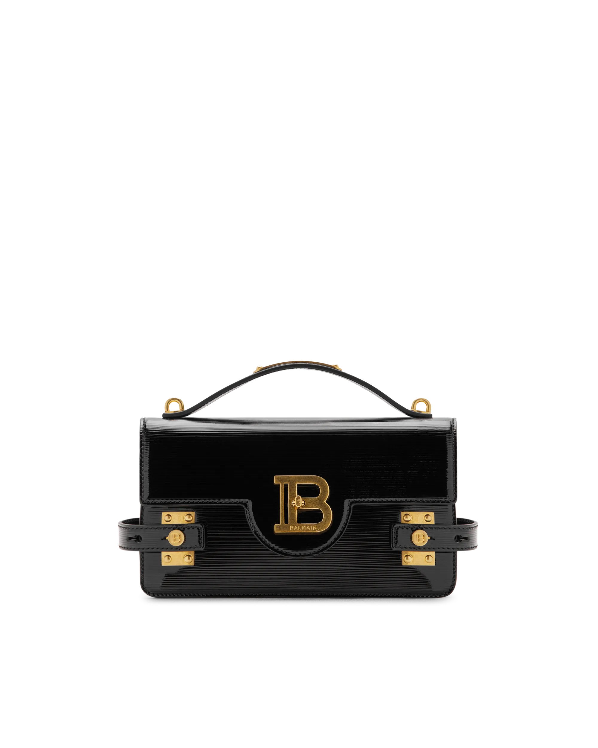 B-Buzz 24-Striped Patent Leather Shoulder Bag