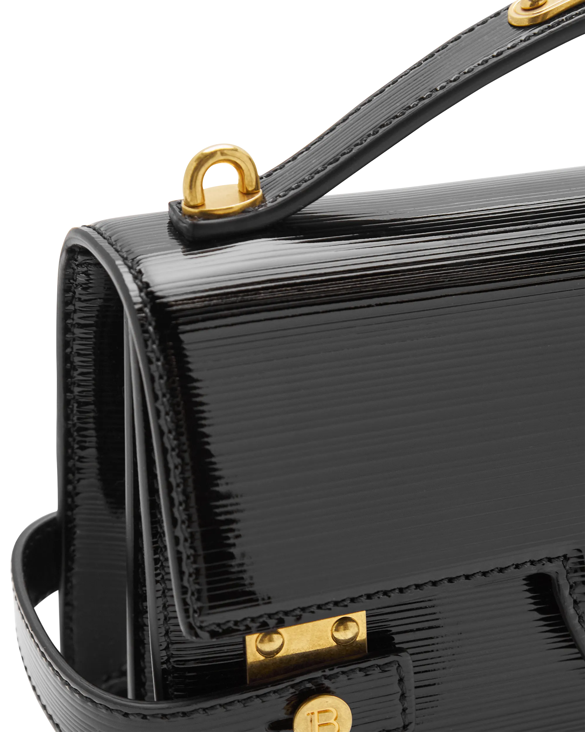B-Buzz 24-Striped Patent Leather Shoulder Bag