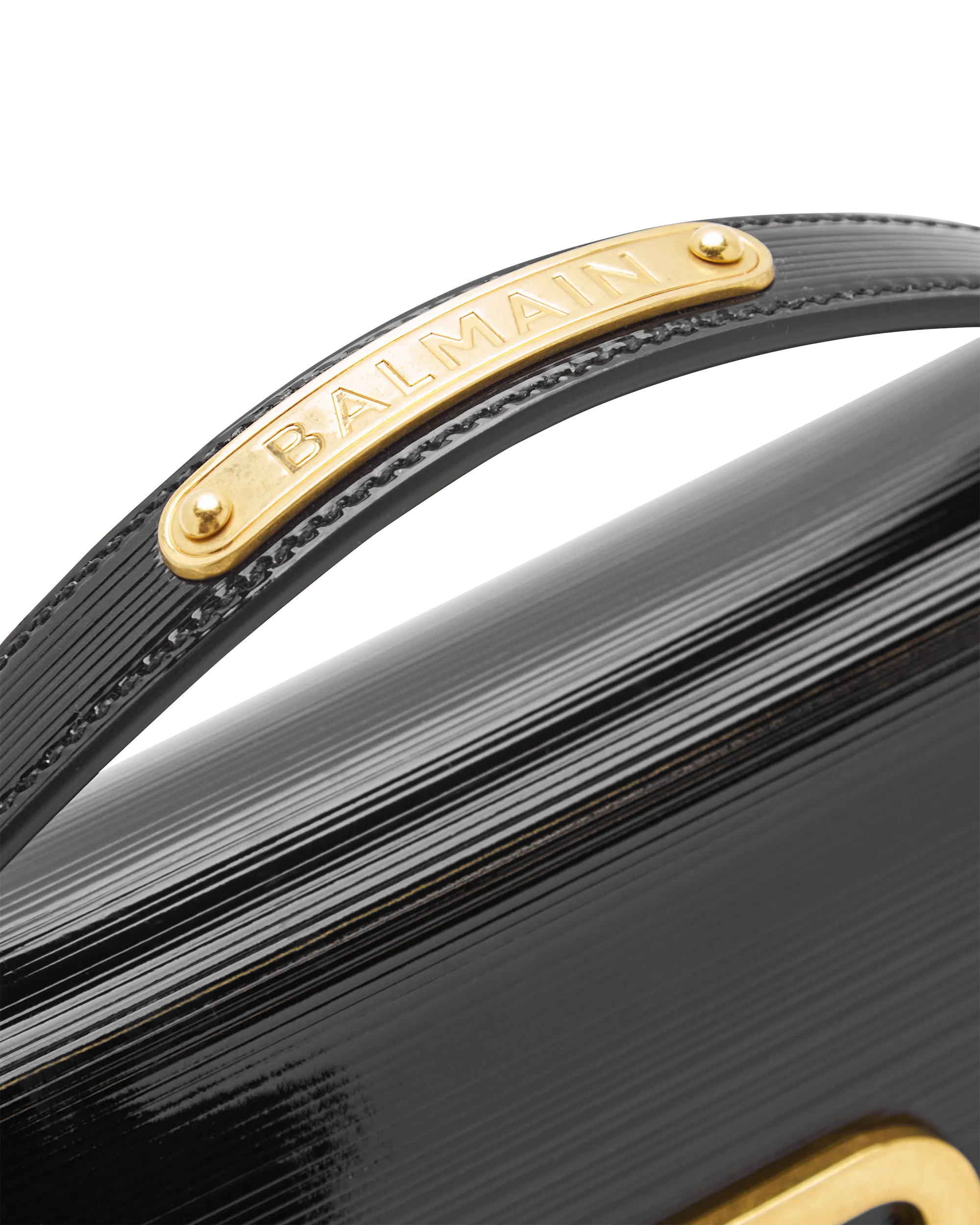 B-Buzz 24-Striped Patent Leather Shoulder Bag