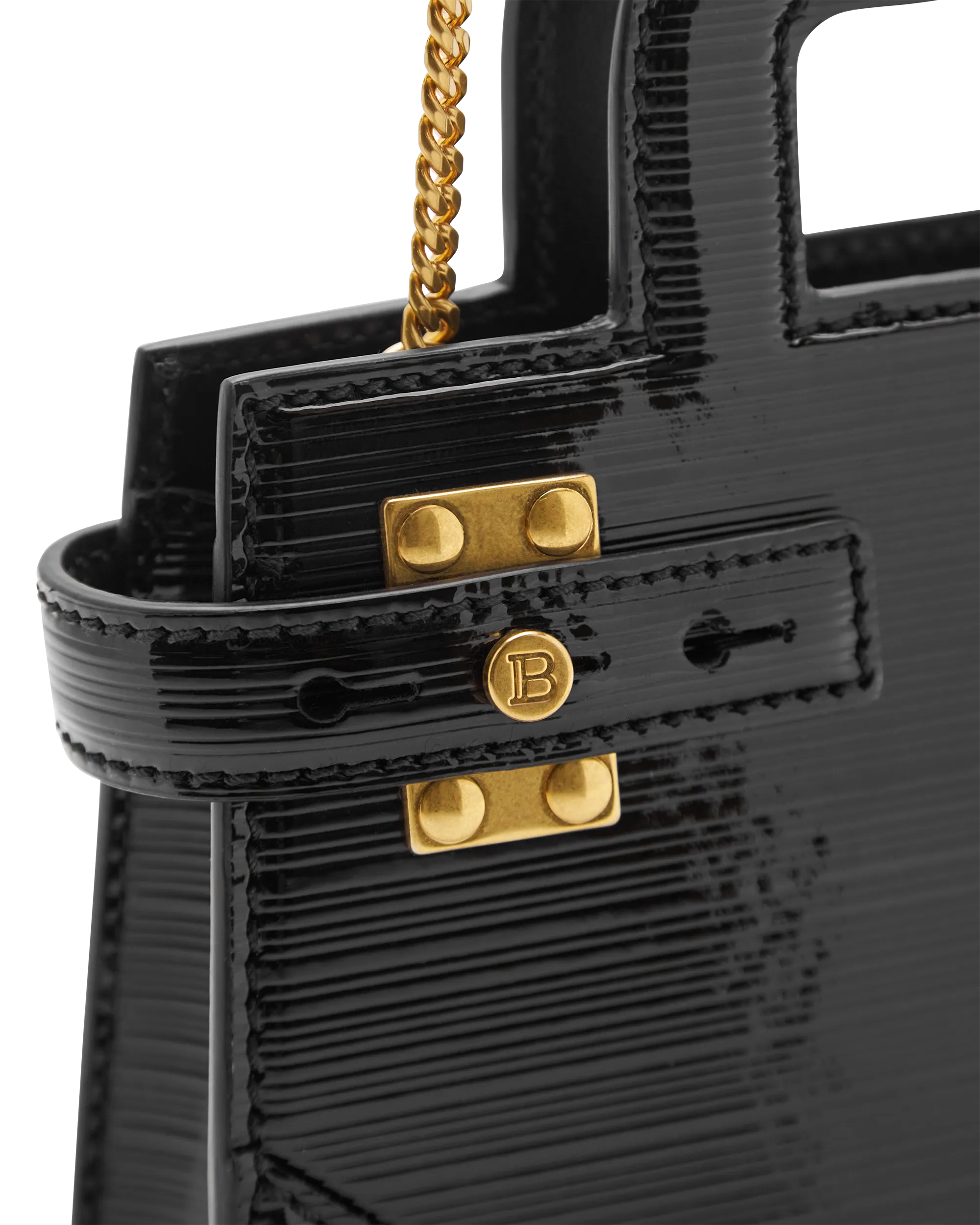 B-Buzz Small Striped Patent Leather Bag