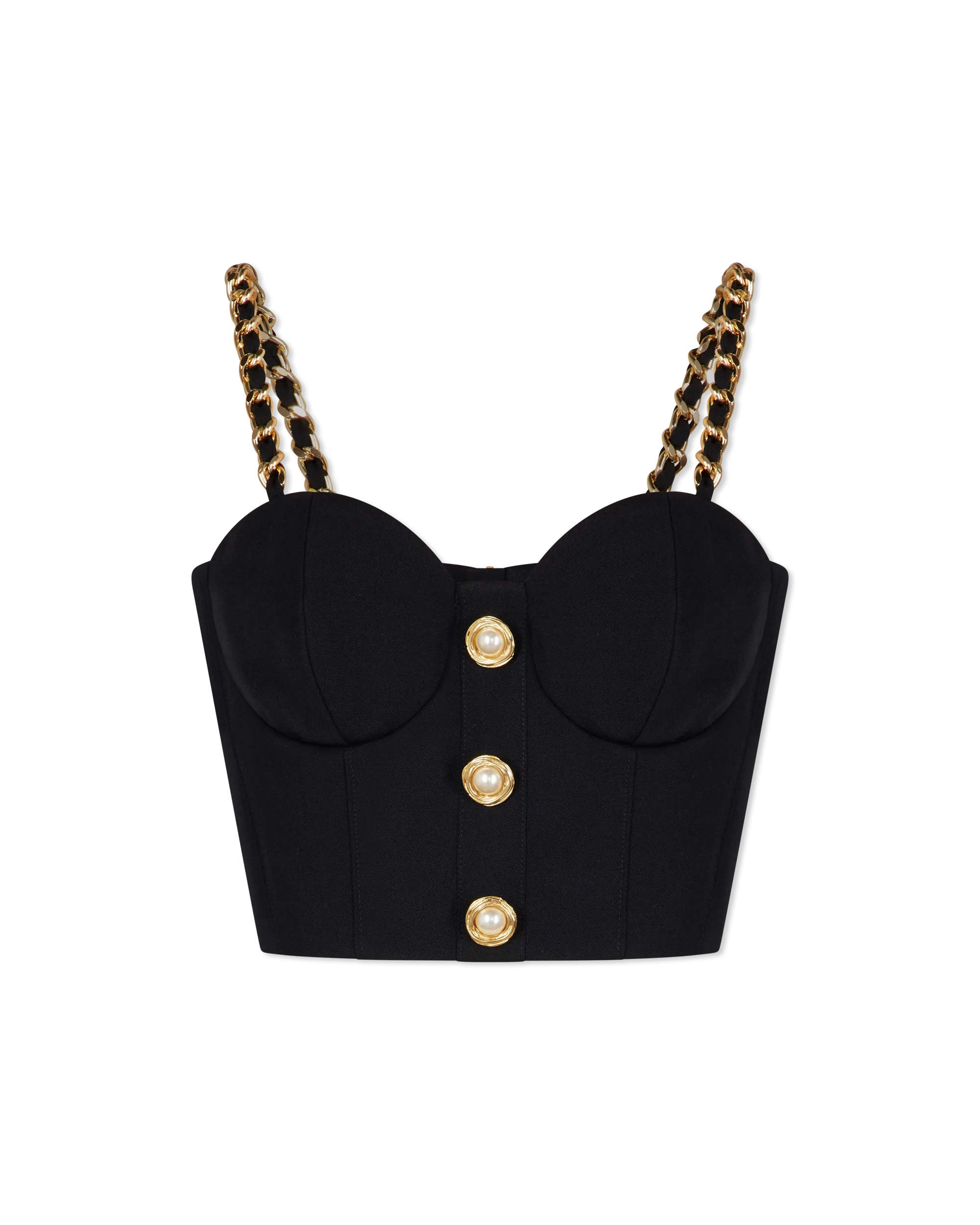3-Button Chain Straps Bustier