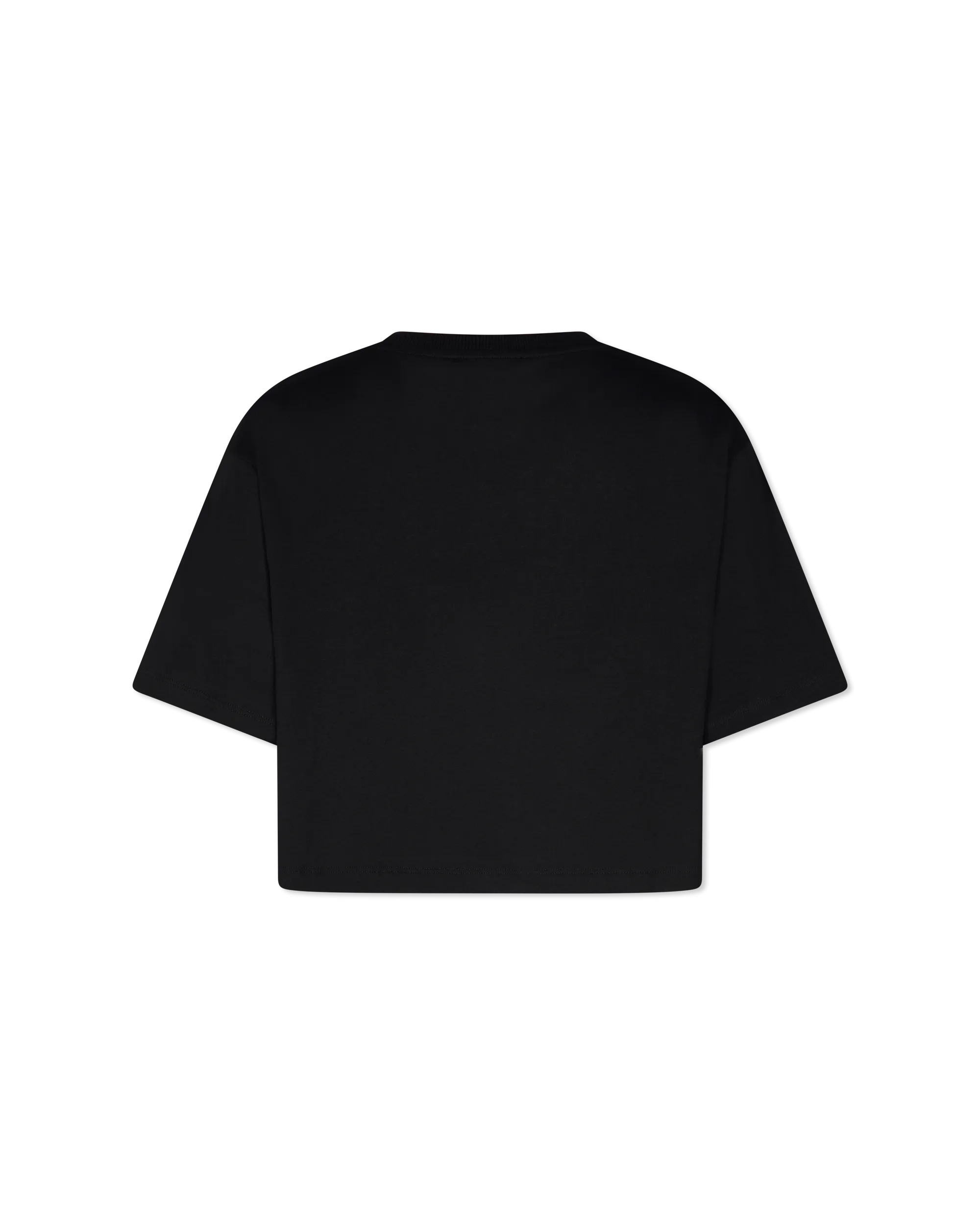 Flocked Balmain Letter Logo Cropped T-Shirt