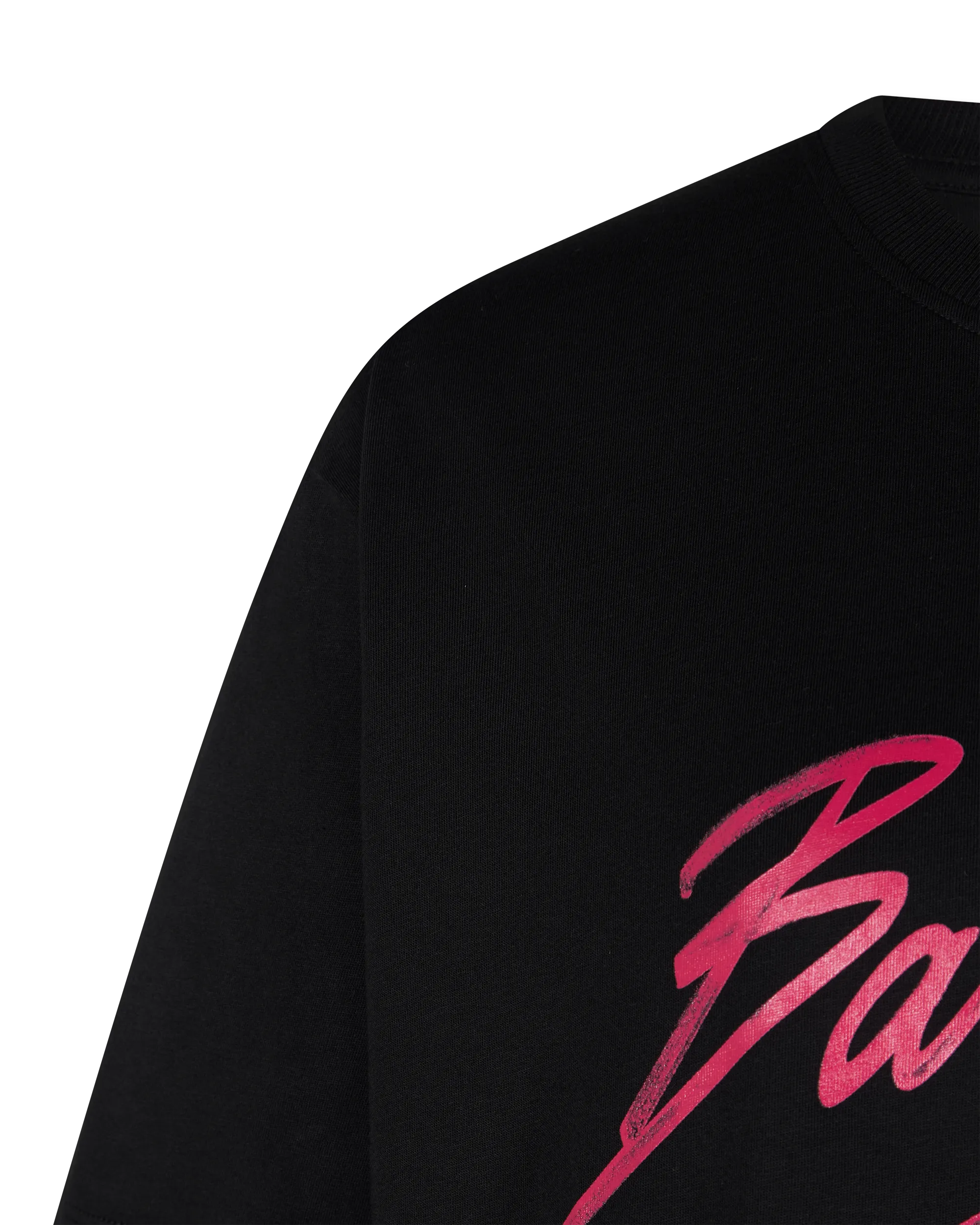 Flocked Balmain Letter Logo Cropped T-Shirt