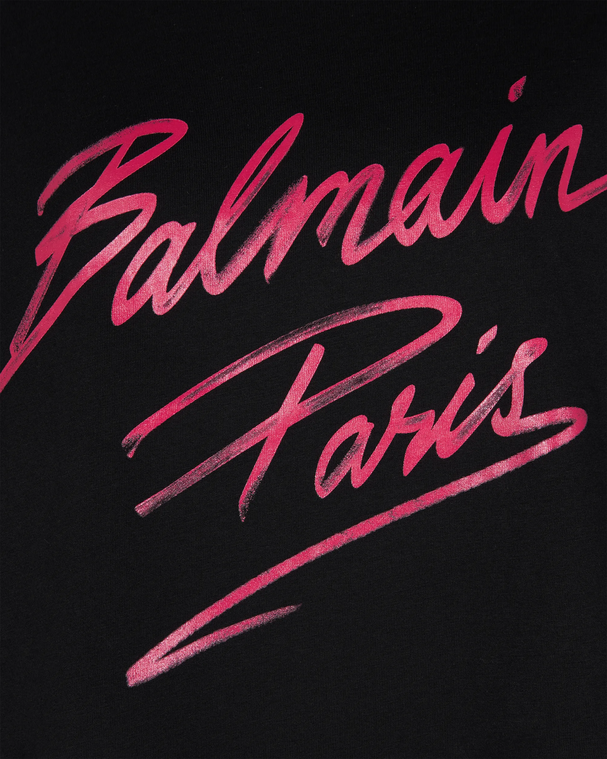 Flocked Balmain Letter Logo Cropped T-Shirt