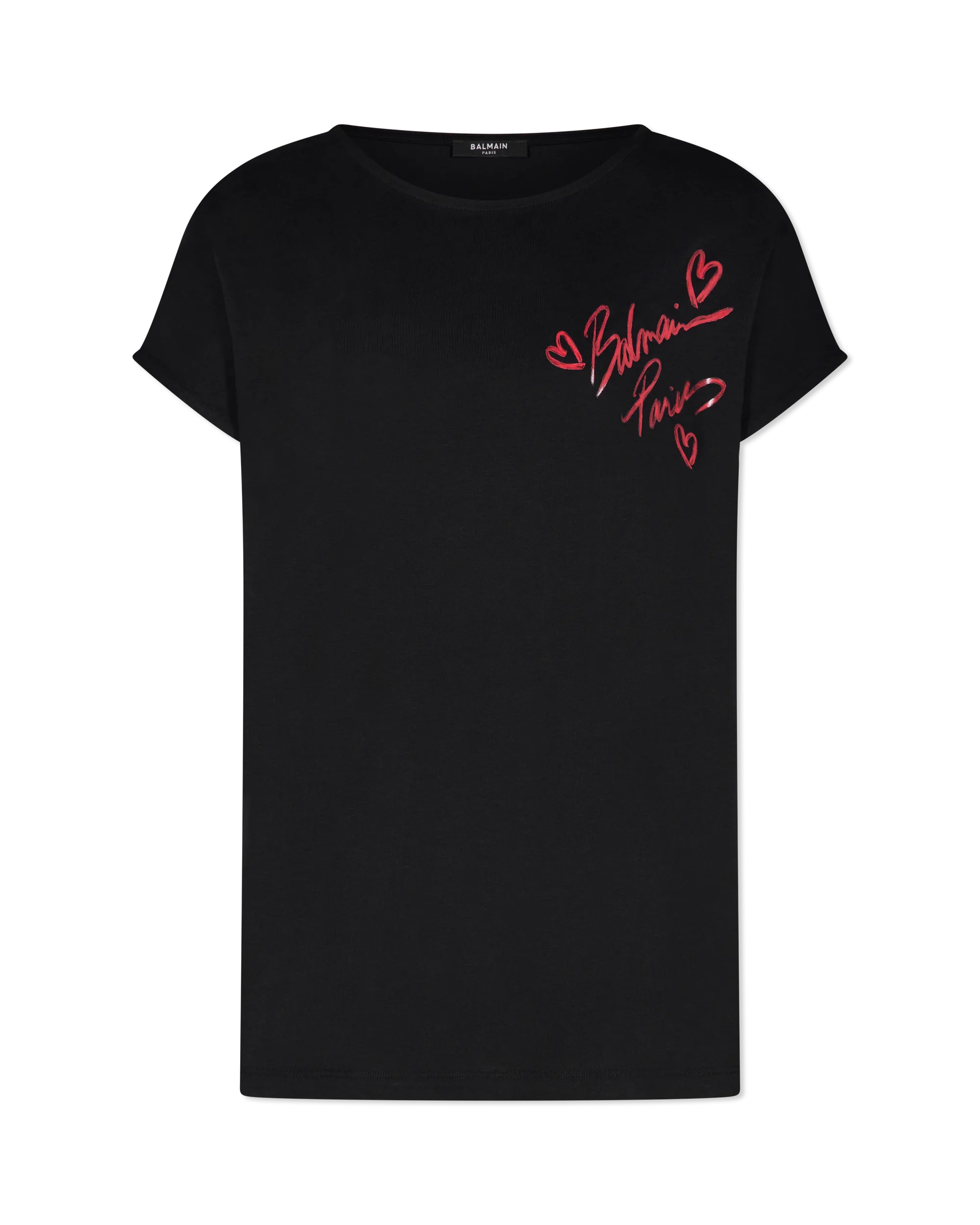 Boatneck Balmain Lipstick Print T-Shirt