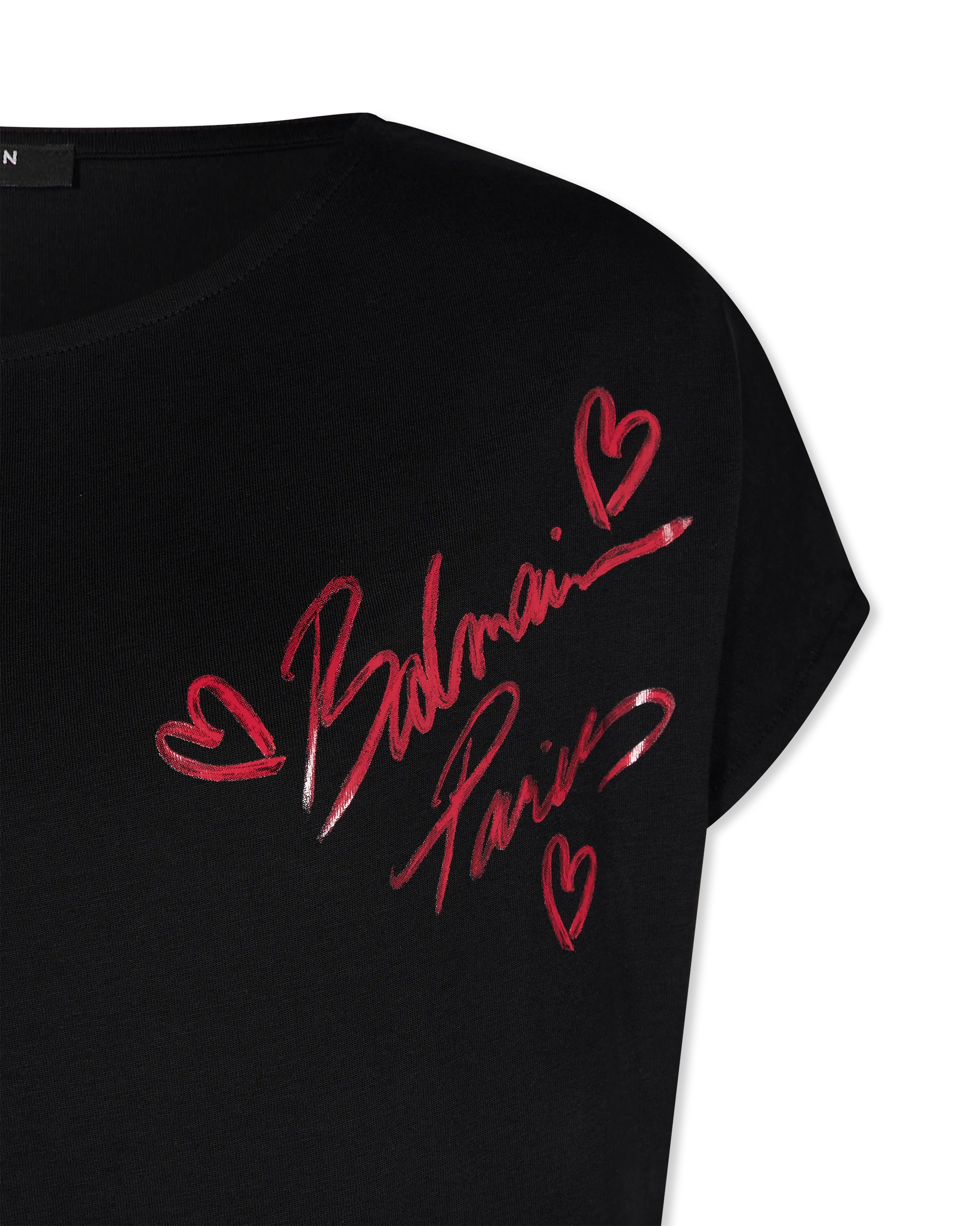 Boatneck Balmain Lipstick Print T-Shirt