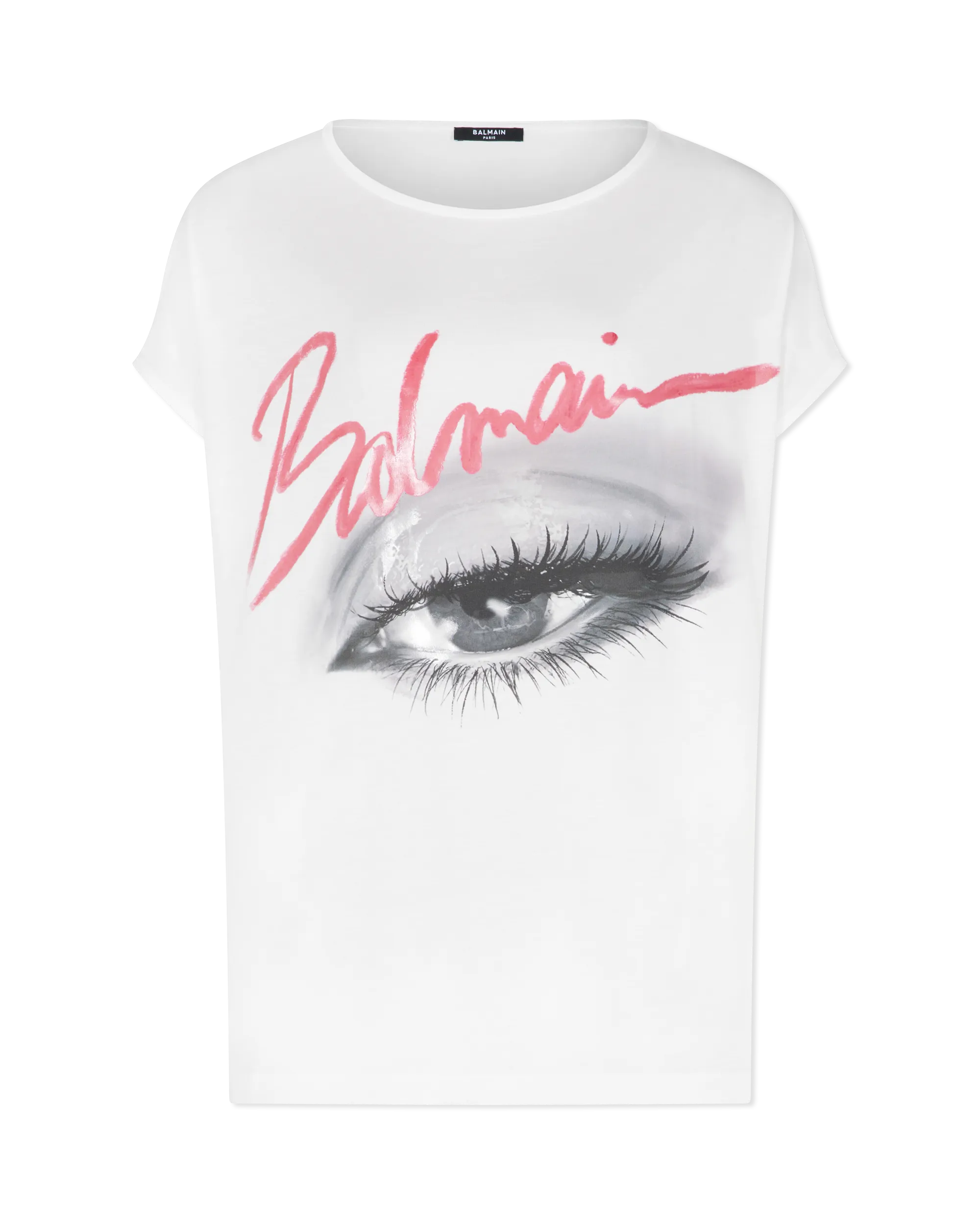 Boatneck Balmain Eye Print T-Shirt