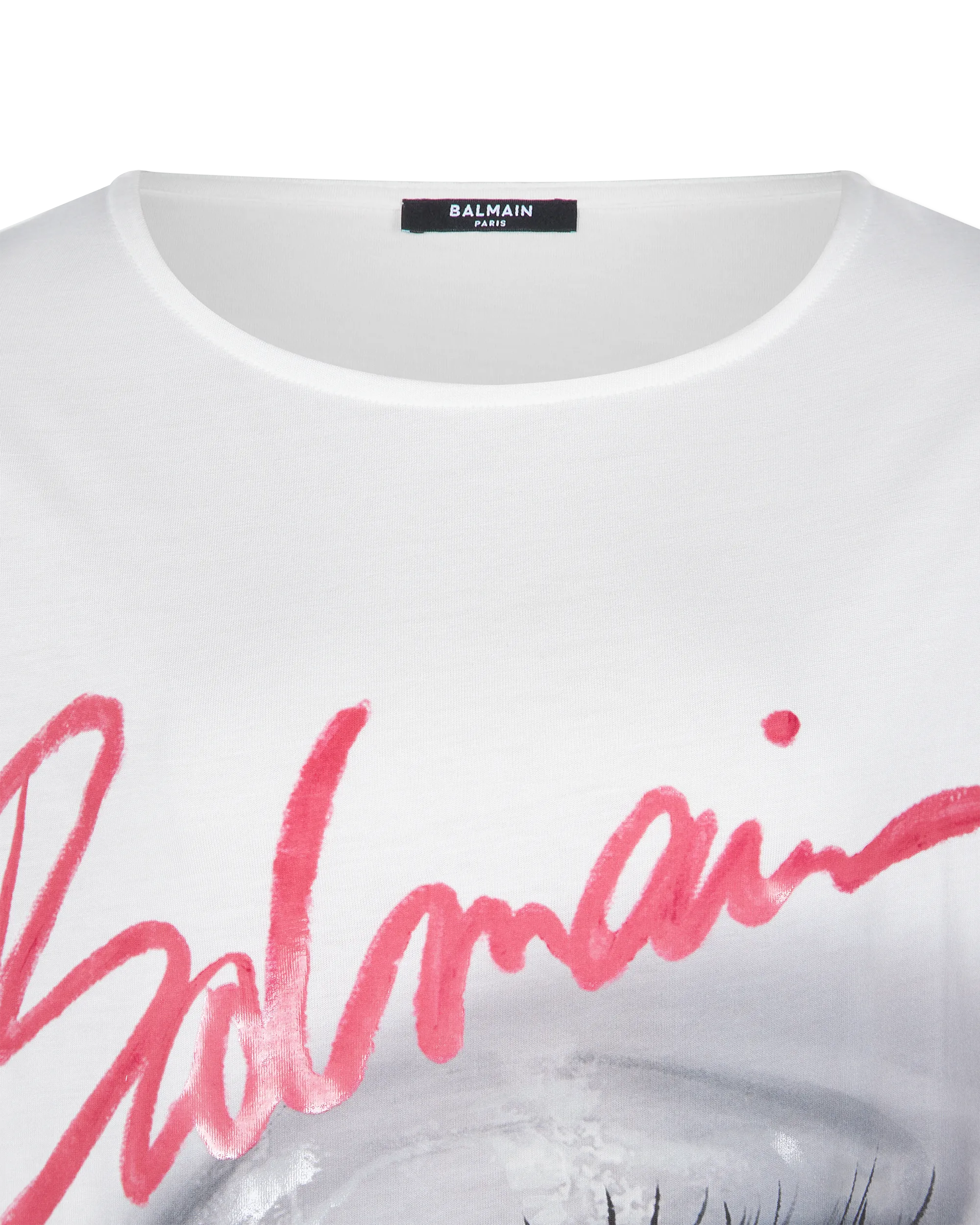 Boatneck Balmain Eye Print T-Shirt