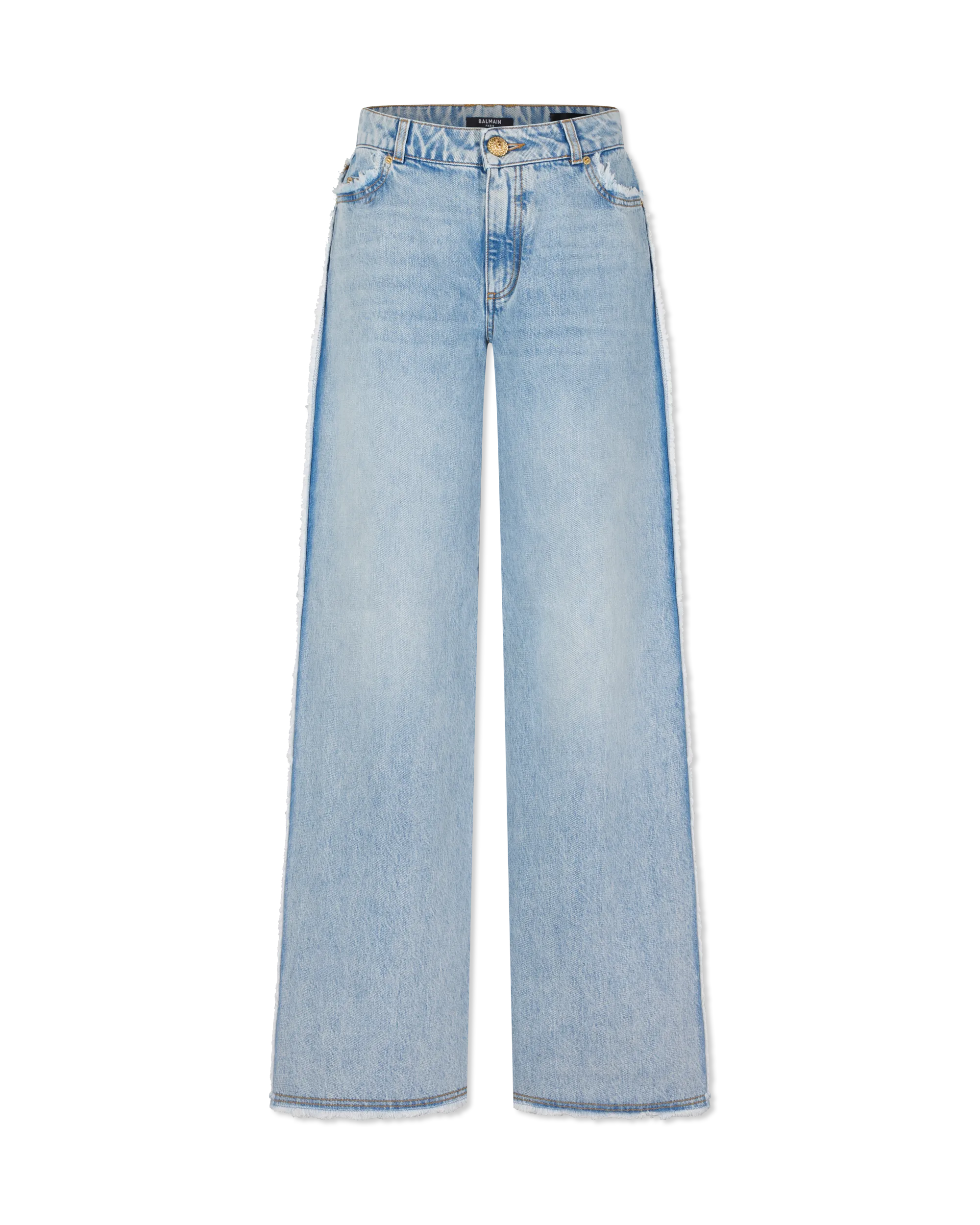 Raw Edge Straight-Leg Denim Jeans