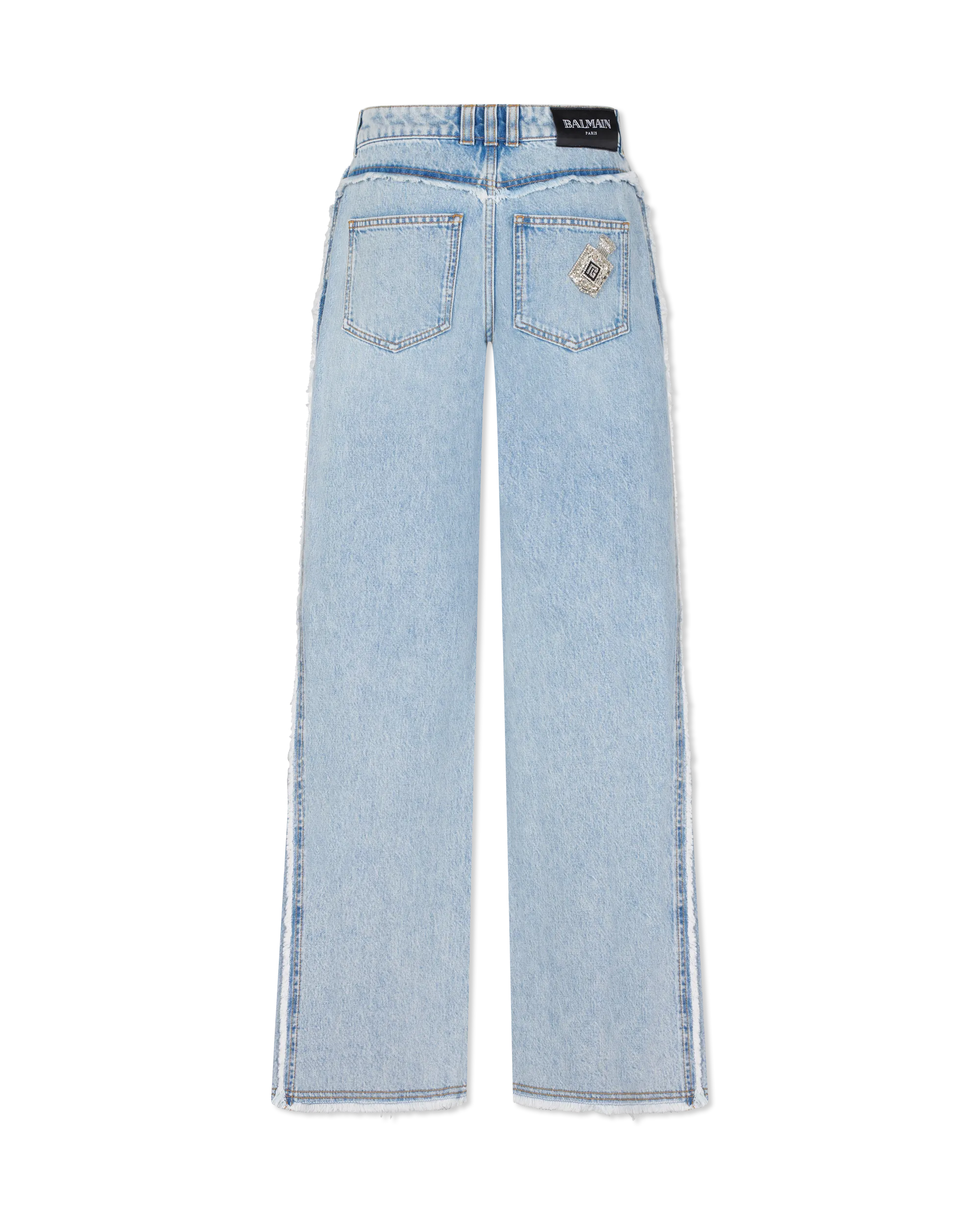 Raw Edge Straight-Leg Denim Jeans