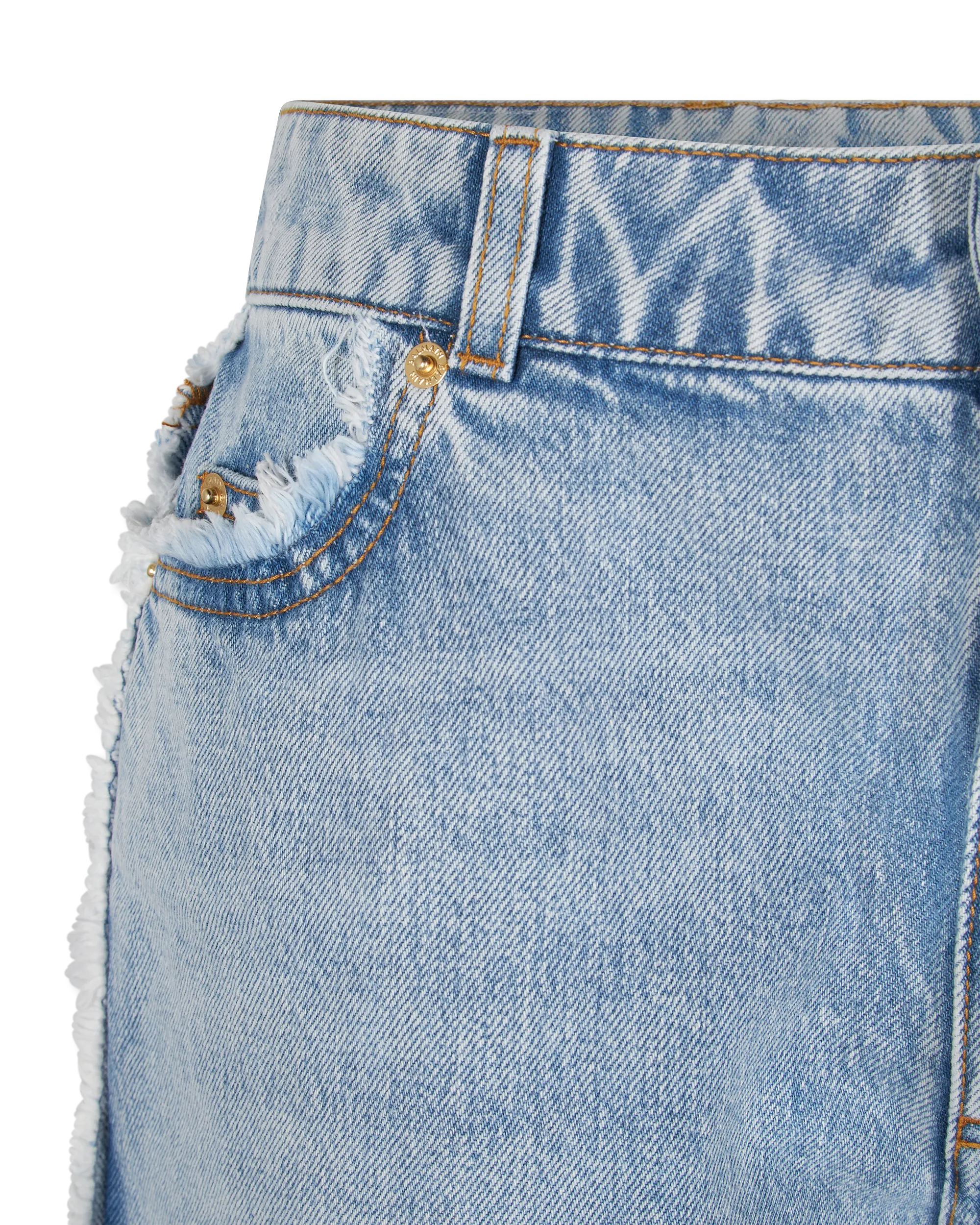 Raw Edge Straight-Leg Denim Jeans