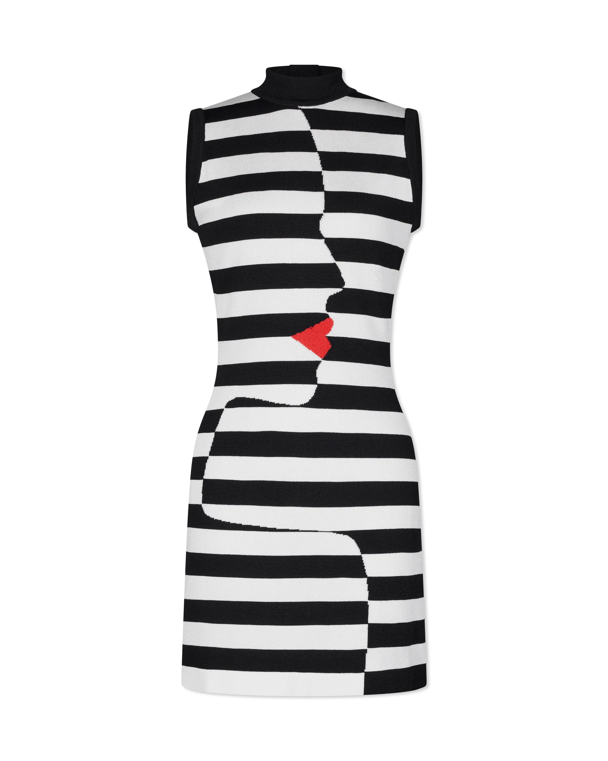 High Neckline Face Mariniere Knit Dress