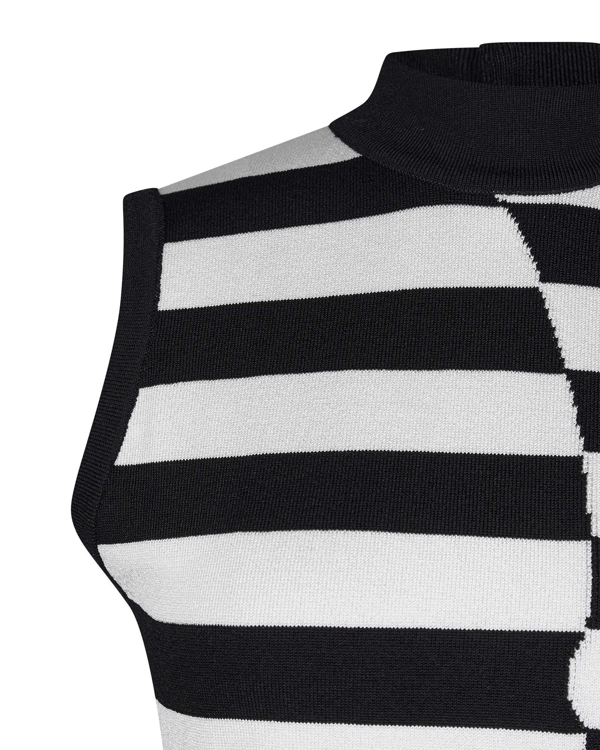 High Neckline Face Mariniere Knit Dress