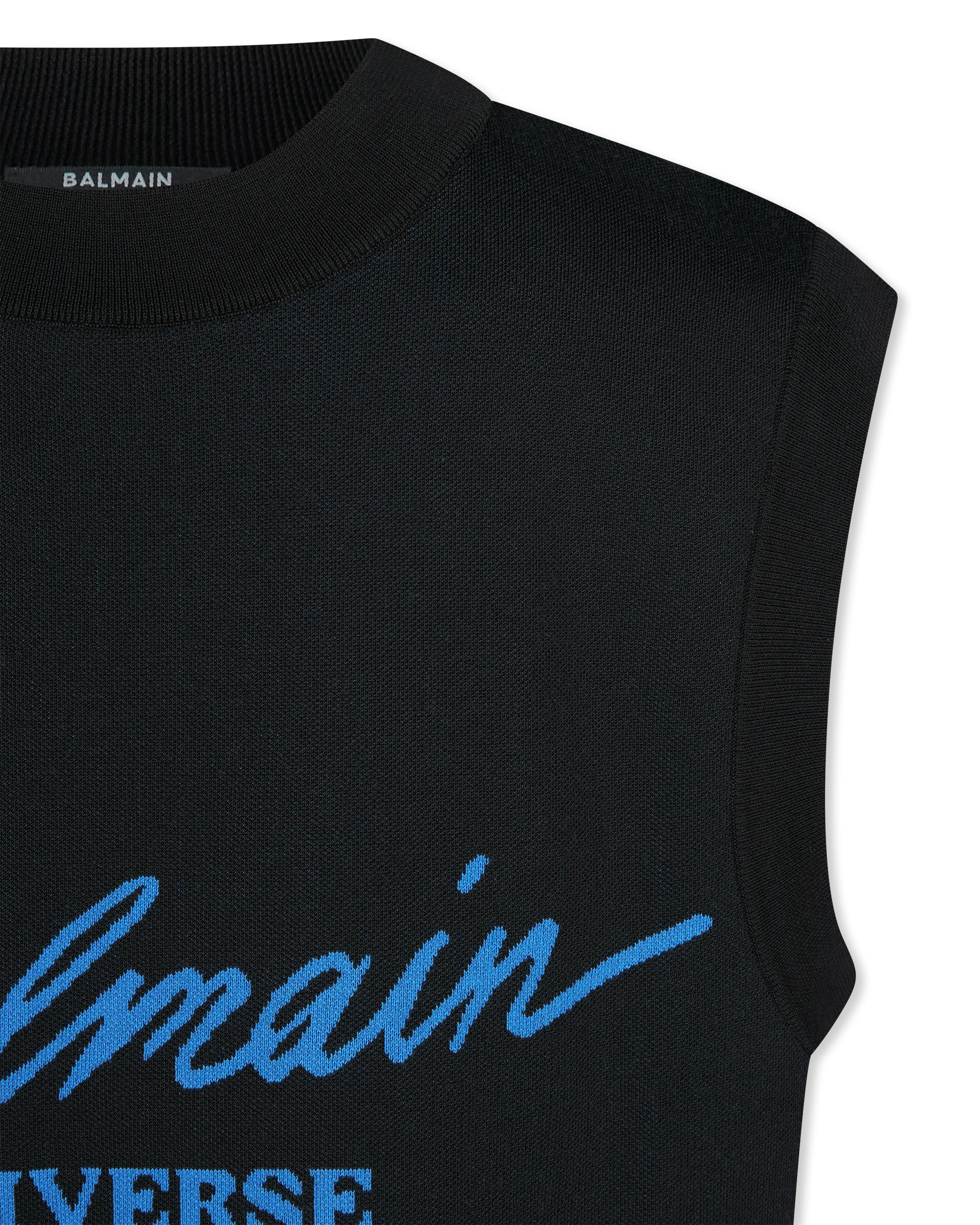 Sleeveless Balmain Universe Jacquard Jumper