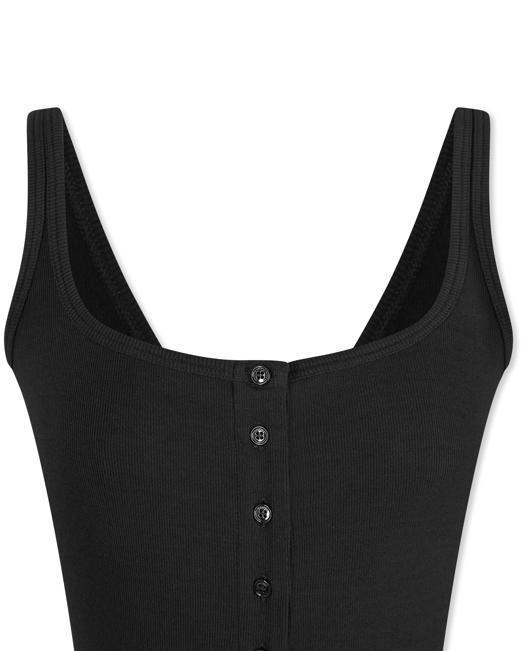 Black Polyester Logo Ribbed Bodysuit by Versace | DIHSAN