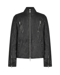 Jared Racer High Collar Leather Jacket