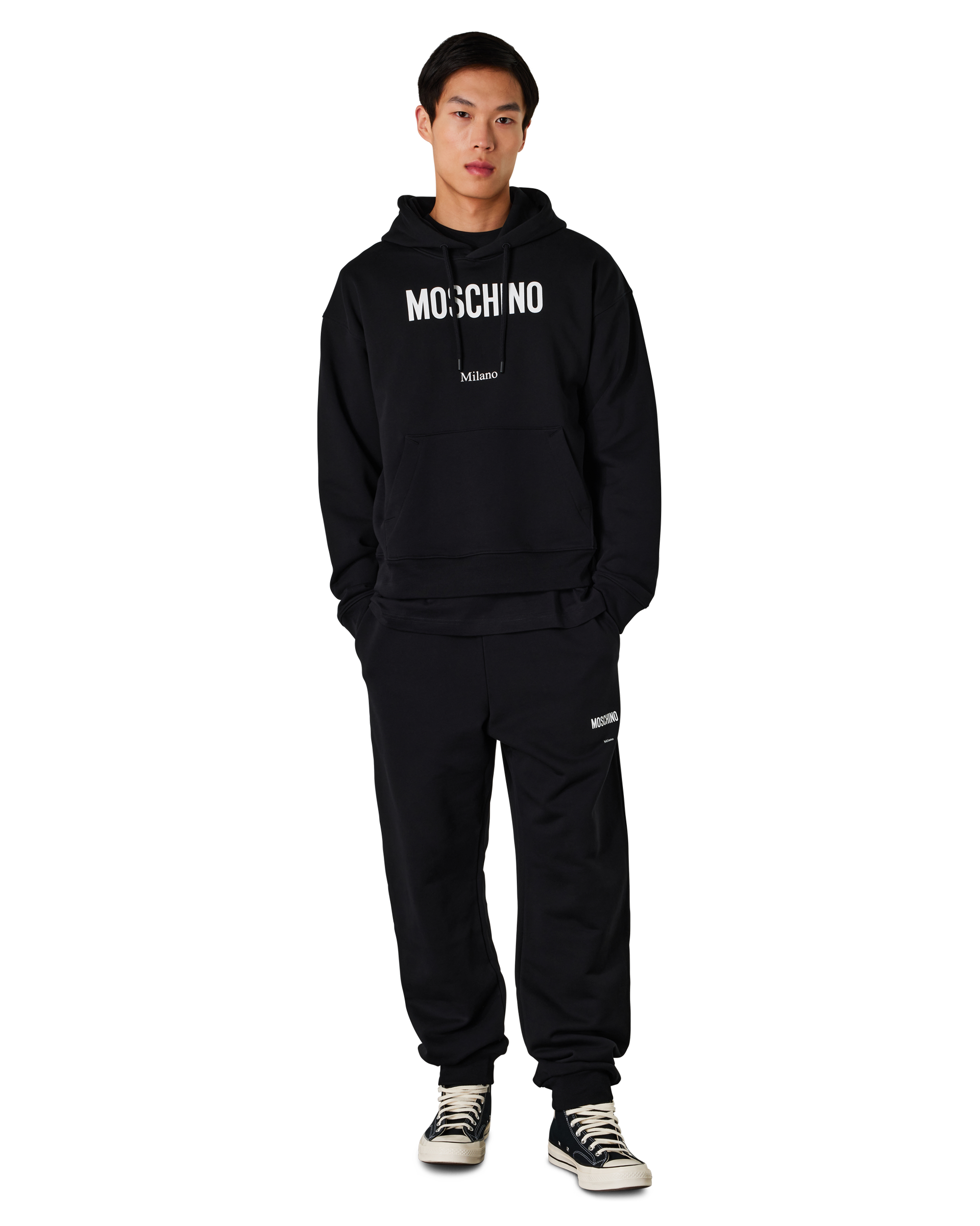 Moschino Logo Print Organic Cotton Fleece Hoodie