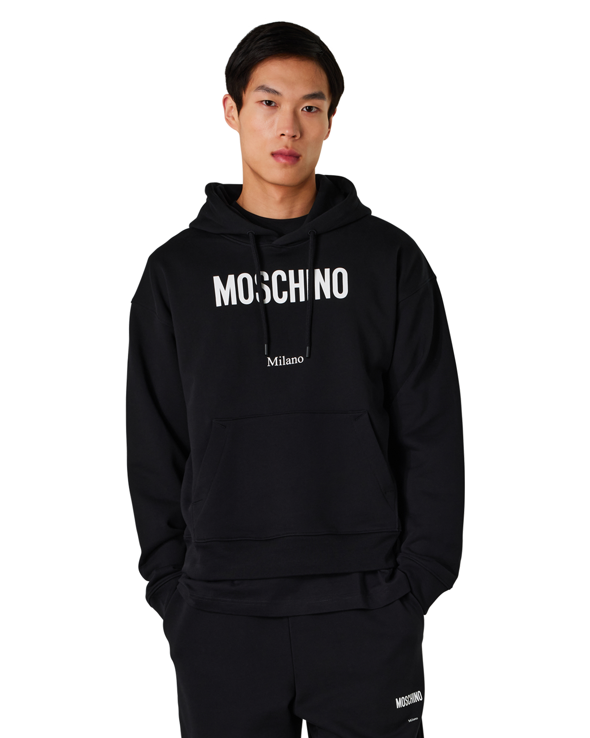 Moschino Logo Print Organic Cotton Fleece Hoodie
