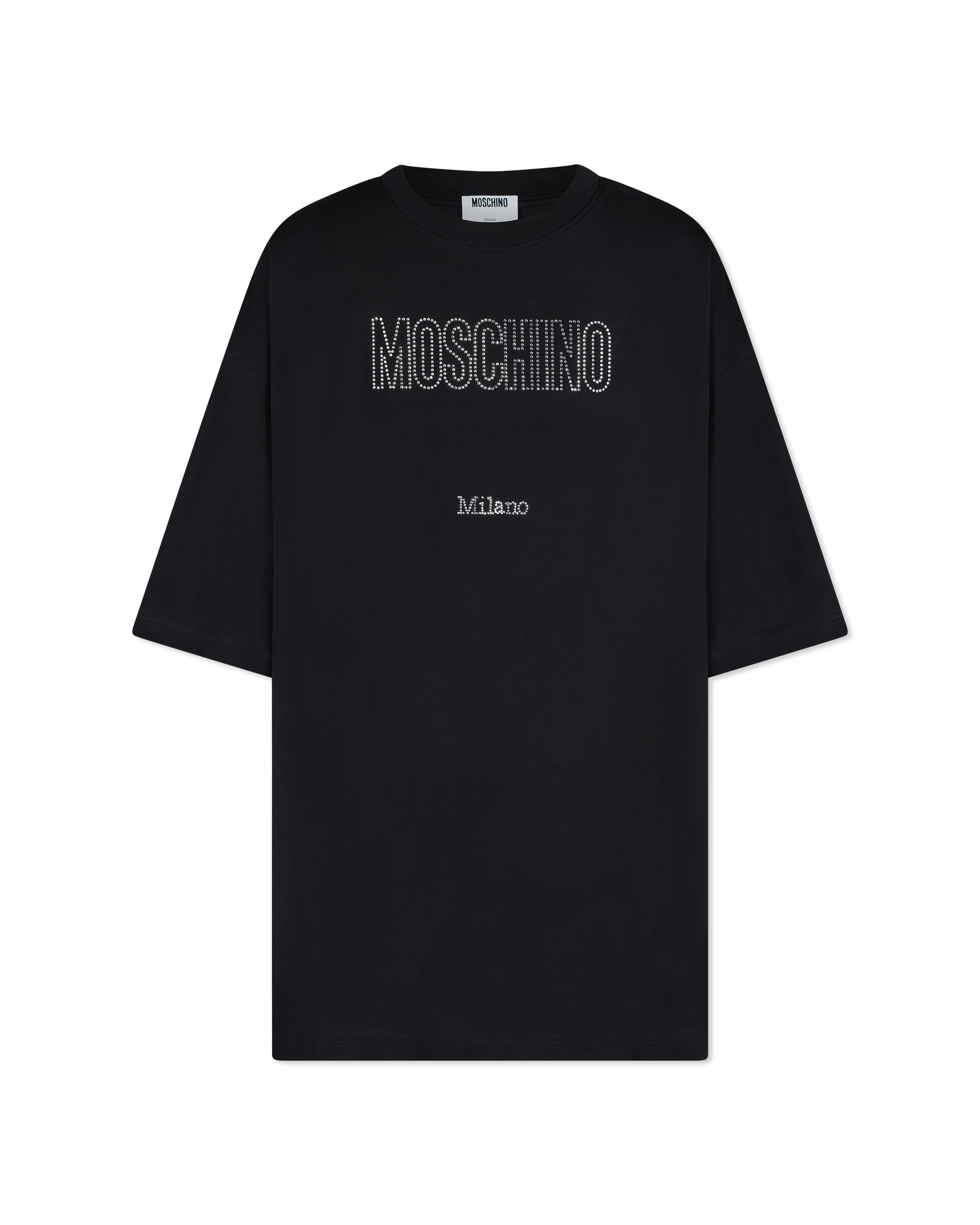 Rhinestone Logo Cotton Jersey Black T-Shirt