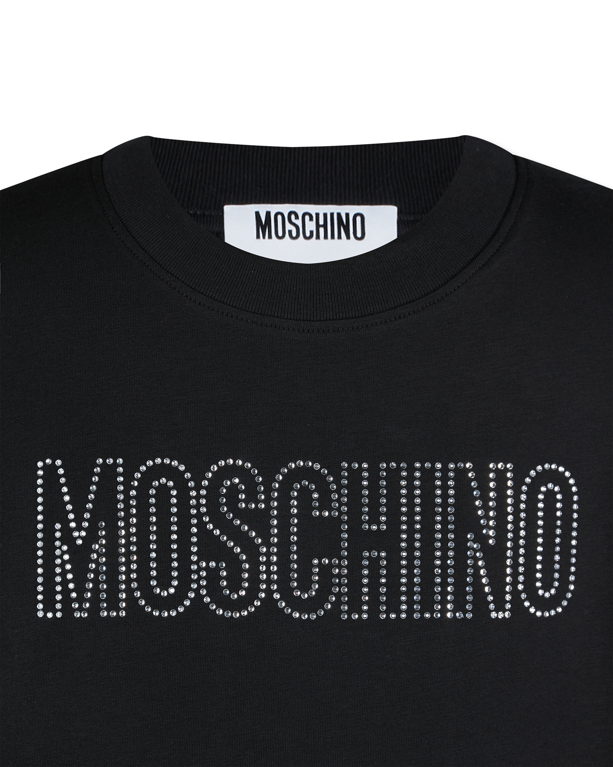 Rhinestone Logo Cotton Jersey Black T-Shirt