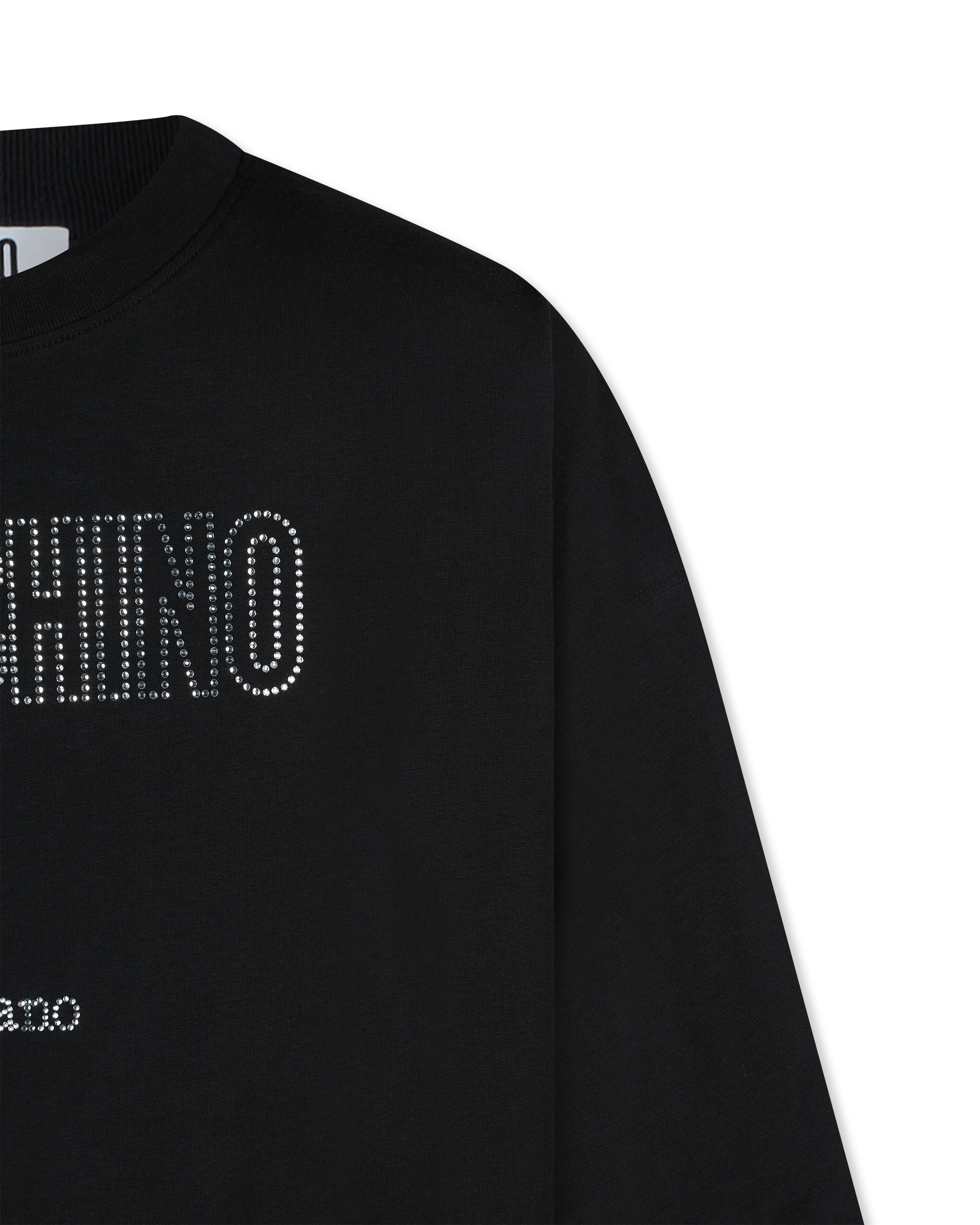 Rhinestone Logo Cotton Jersey Black T-Shirt