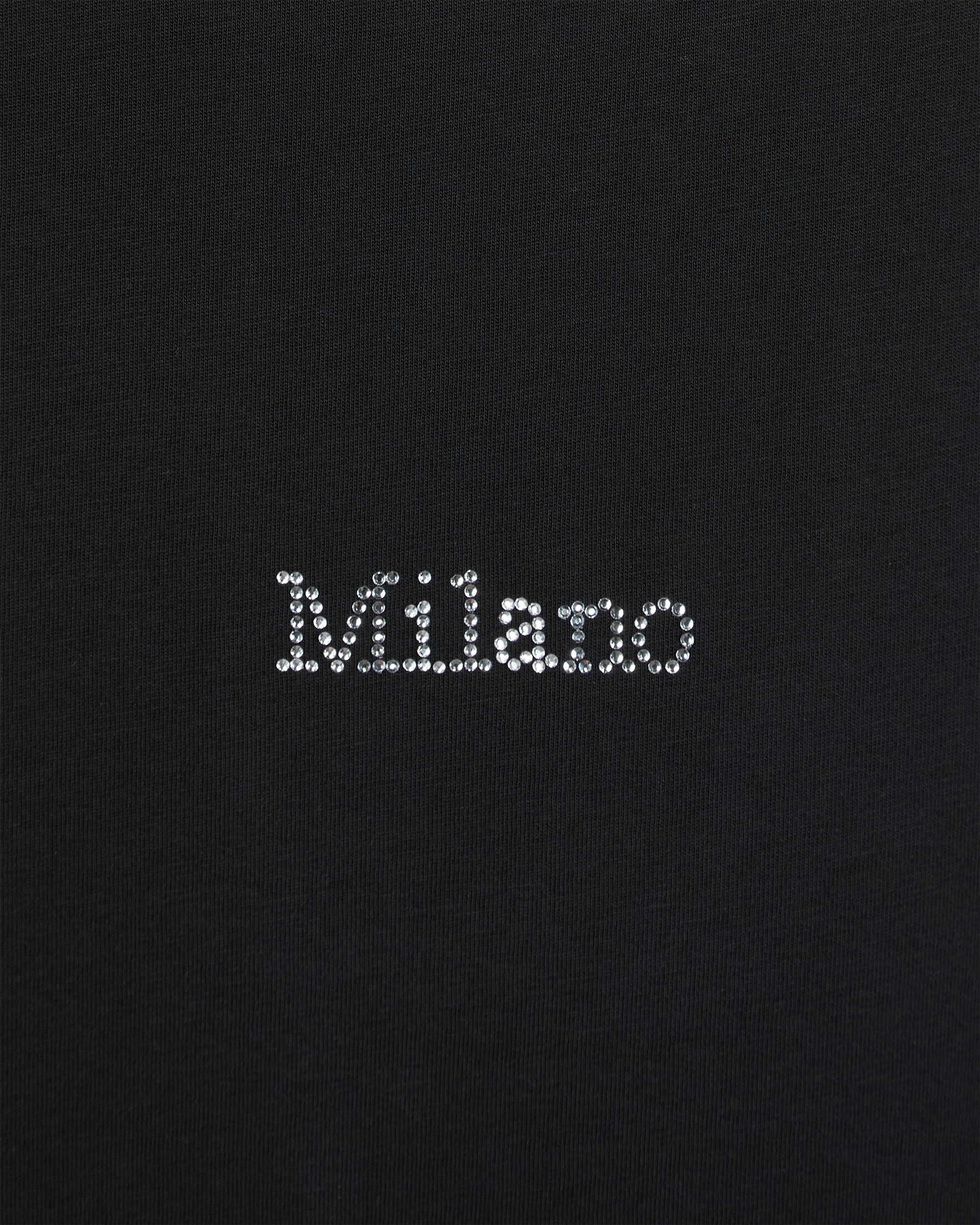 Rhinestone Logo Cotton Jersey Black T-Shirt