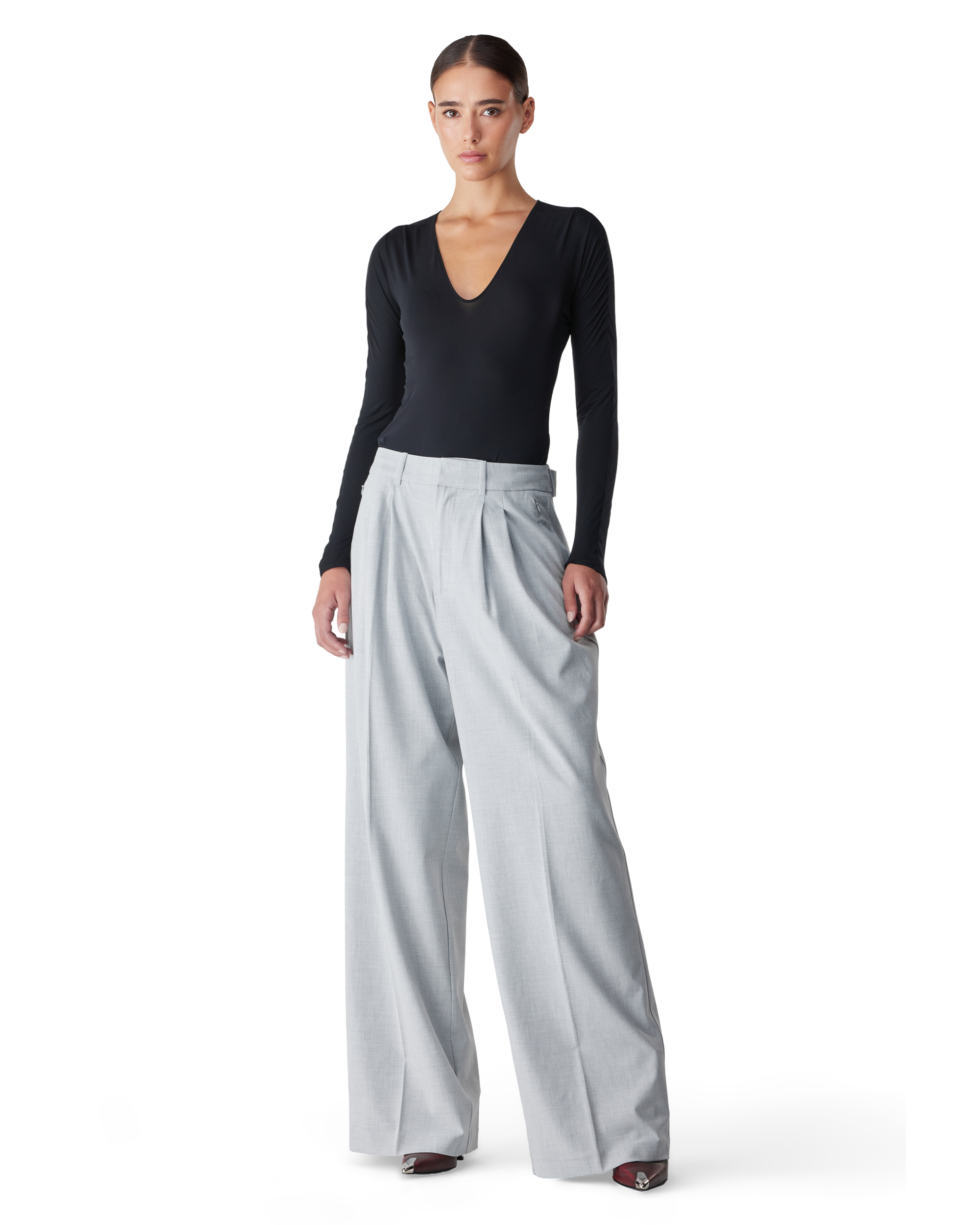 Black Polyamide Blend The V Neck Bodysuit by Wolford | DIHSAN